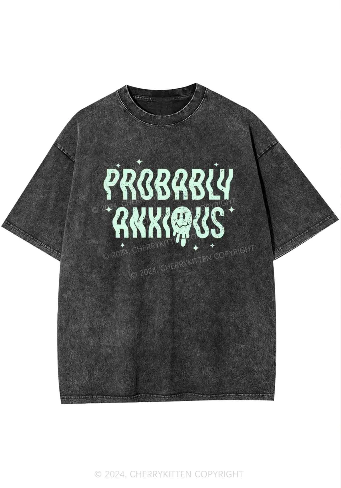 Probably Anxious Grimace Y2K Washed Tee Cherrykitten - Image 3