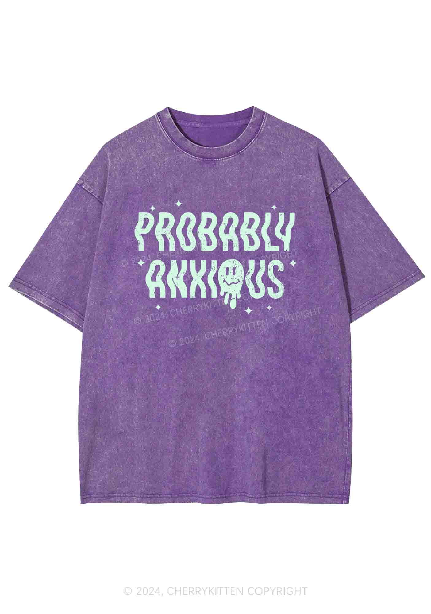 Probably Anxious Grimace Y2K Washed Tee Cherrykitten - Image 5