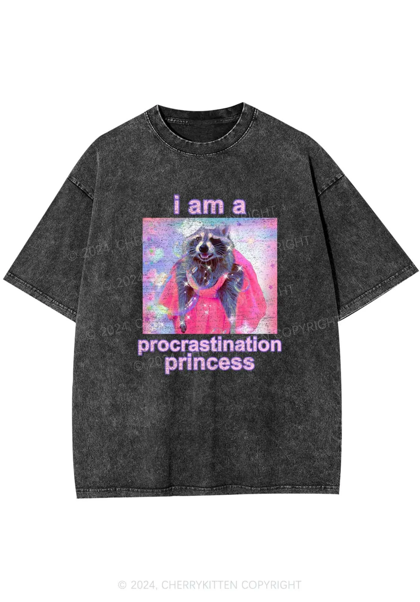Procrastination Princess Y2K Washed Tee Cherrykitten - Image 3