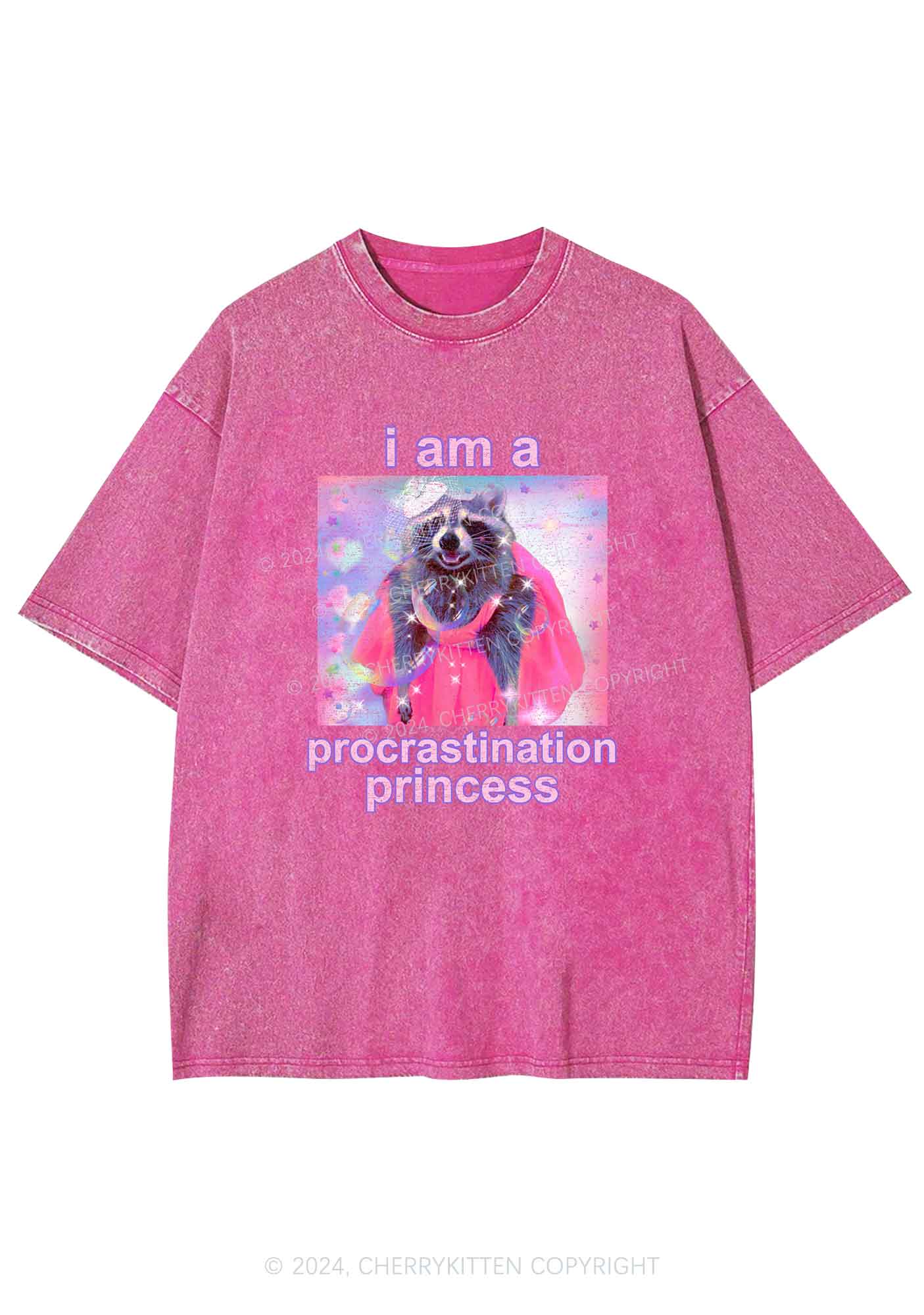 Procrastination Princess Y2K Washed Tee Cherrykitten - Image 4