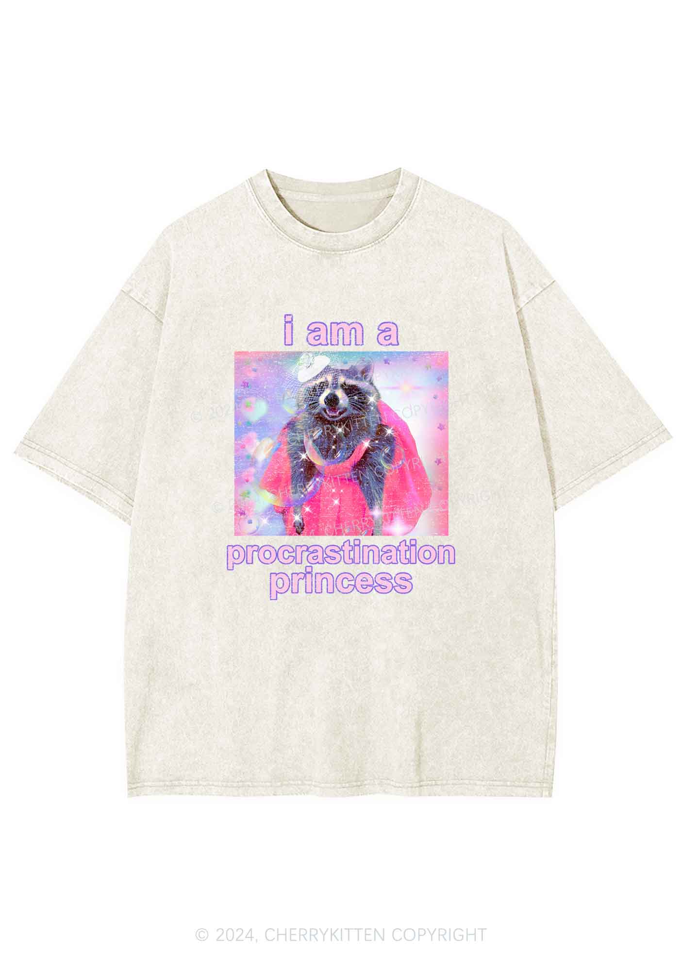 Procrastination Princess Y2K Washed Tee Cherrykitten - Image 5