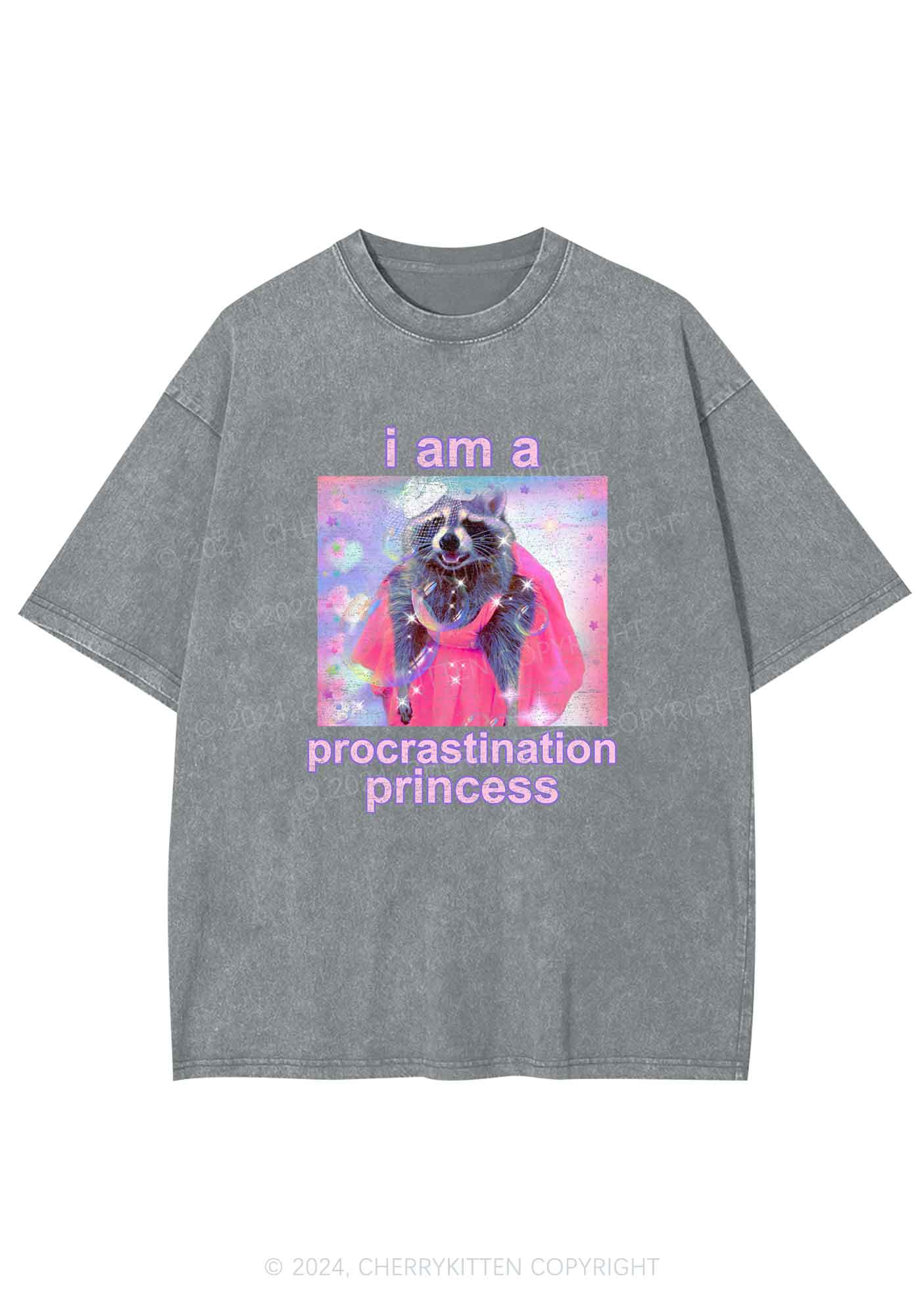 Procrastination Princess Y2K Washed Tee Cherrykitten - Image 6