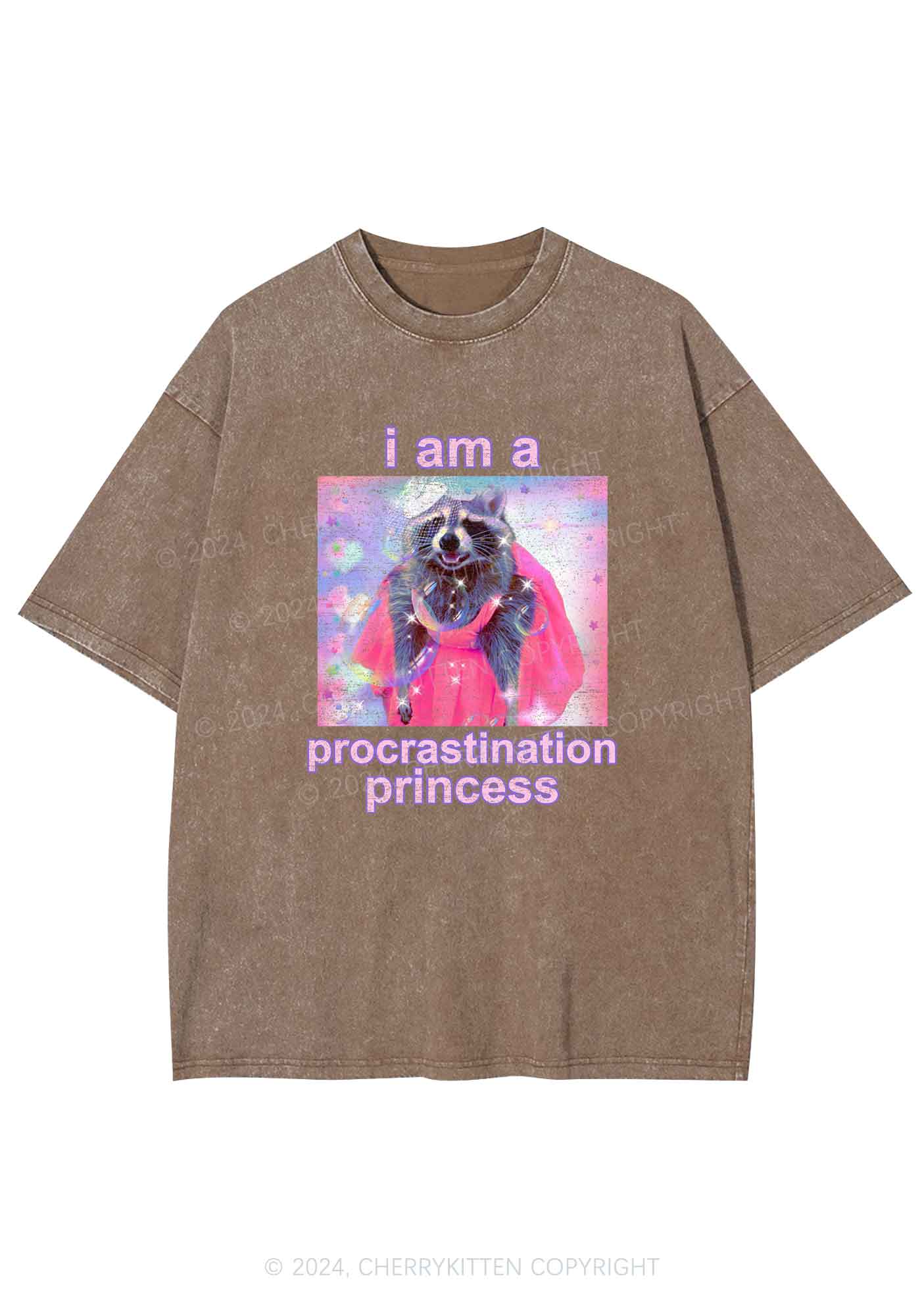 Procrastination Princess Y2K Washed Tee Cherrykitten - Image 7