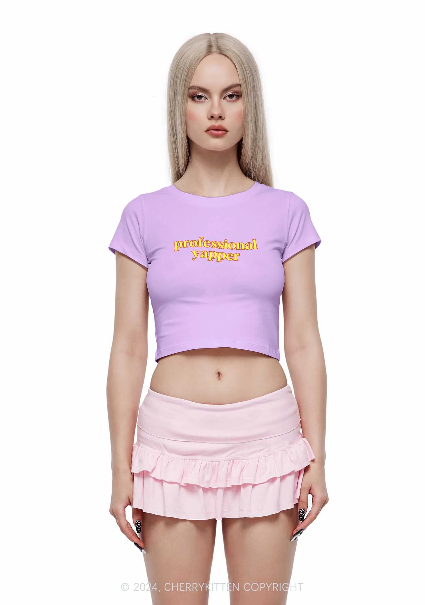 Professional Yapper Y2K Baby Tee Cherrykitten - Image 4