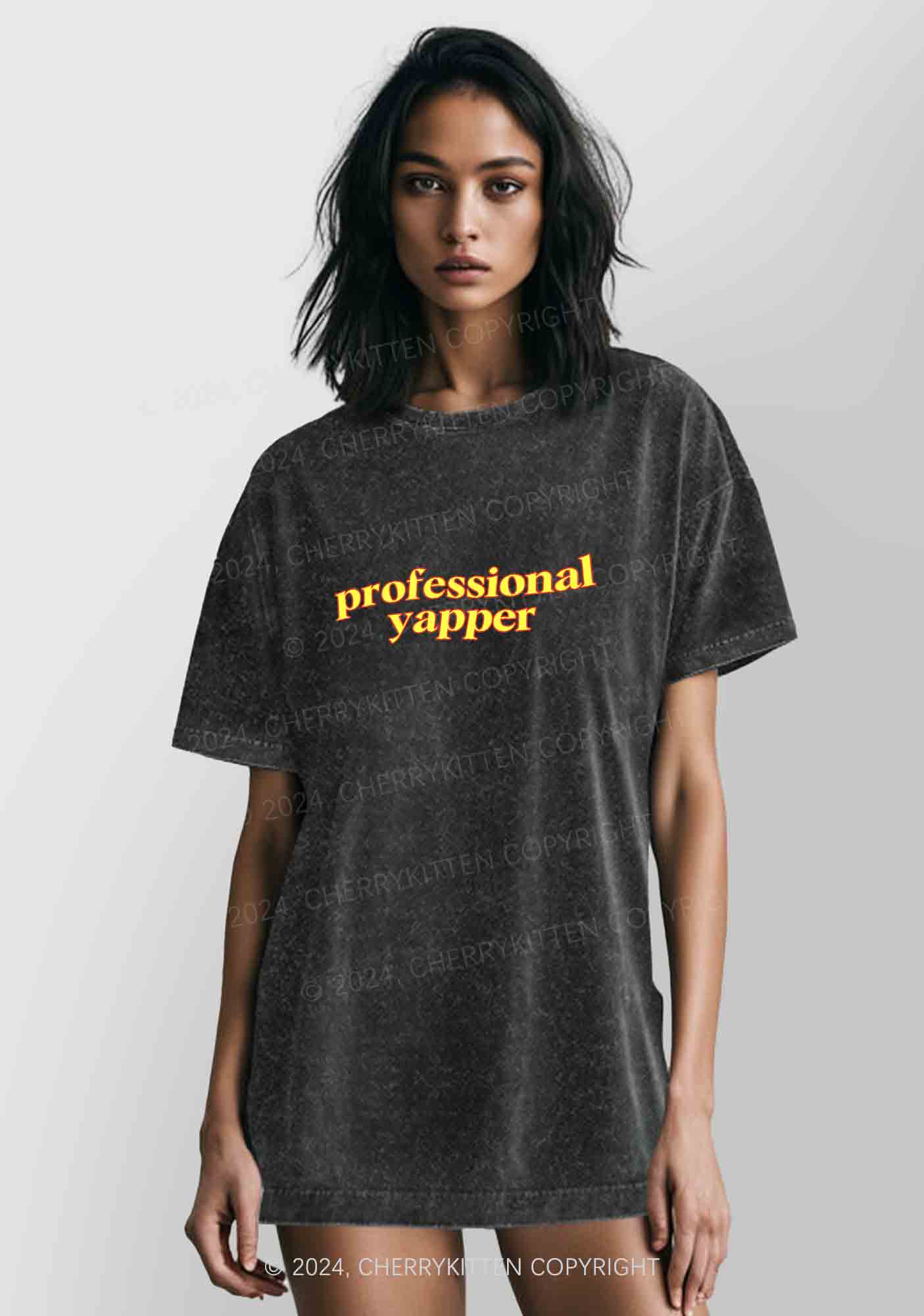 Professional Yapper Y2K Washed Tee Cherrykitten - Image 2
