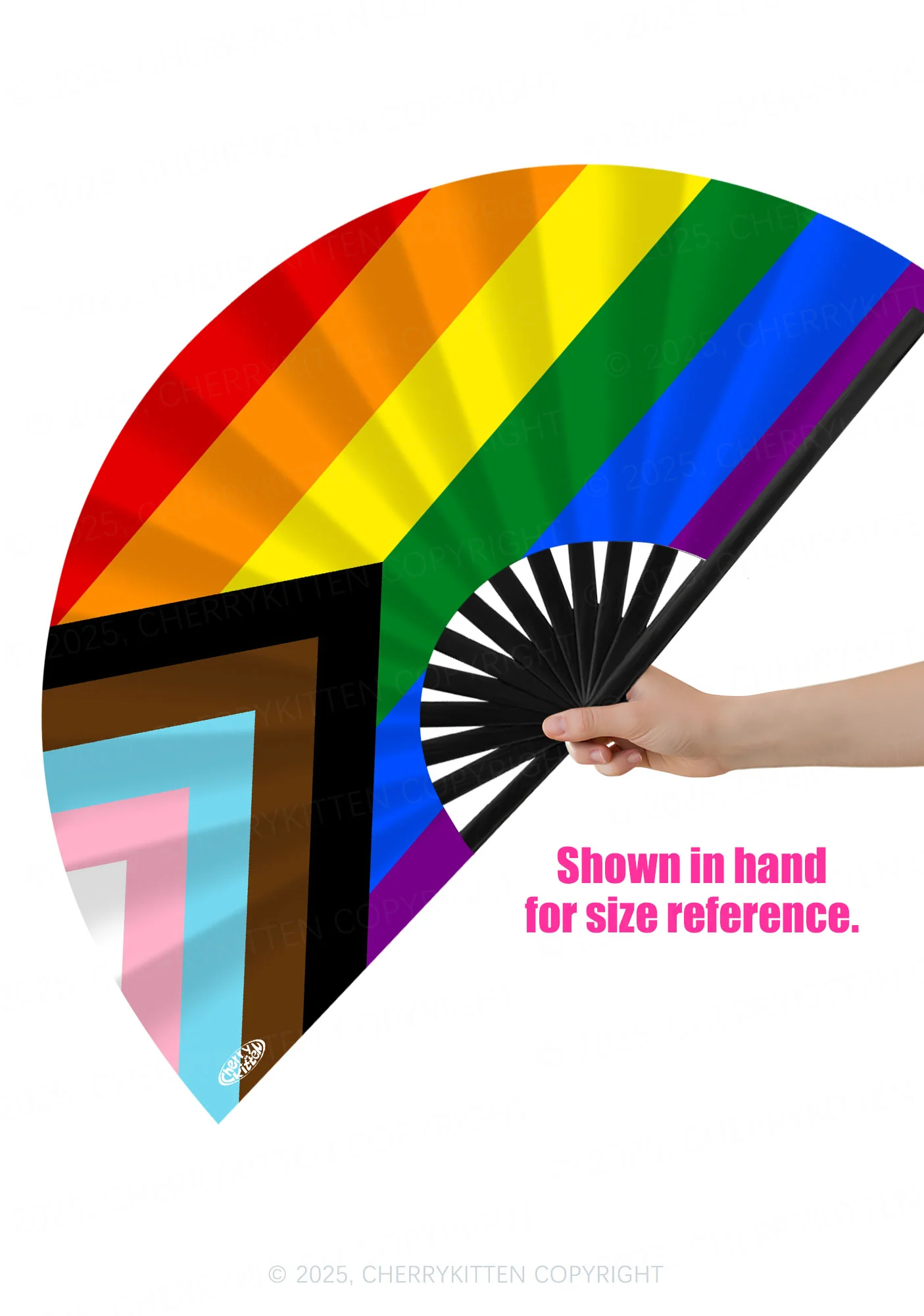 Progress Pride Y2K Rave Hand Fan Cherrykitten - Image 2
