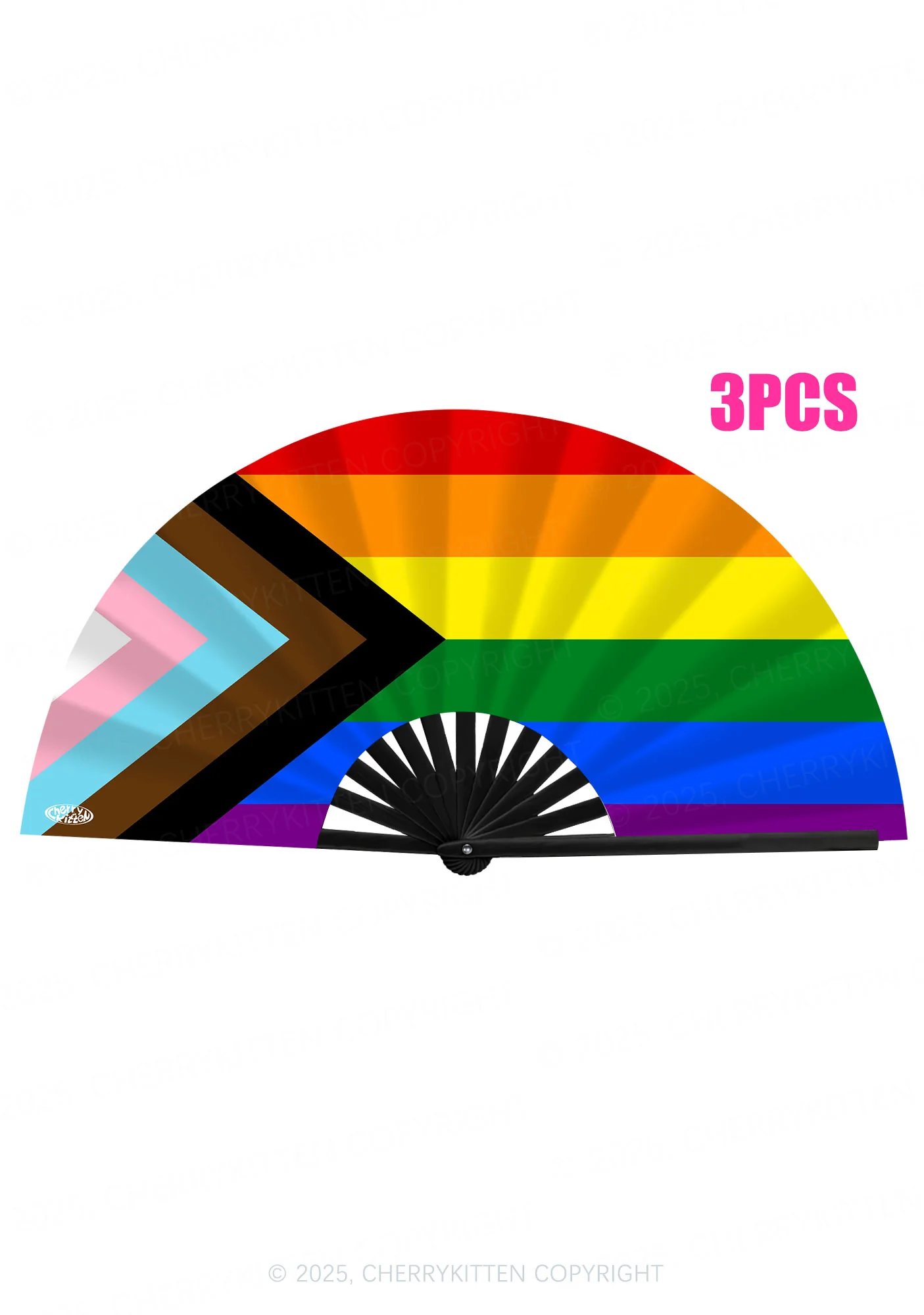 Progress Pride Y2K Rave Hand Fan Cherrykitten - Image 3