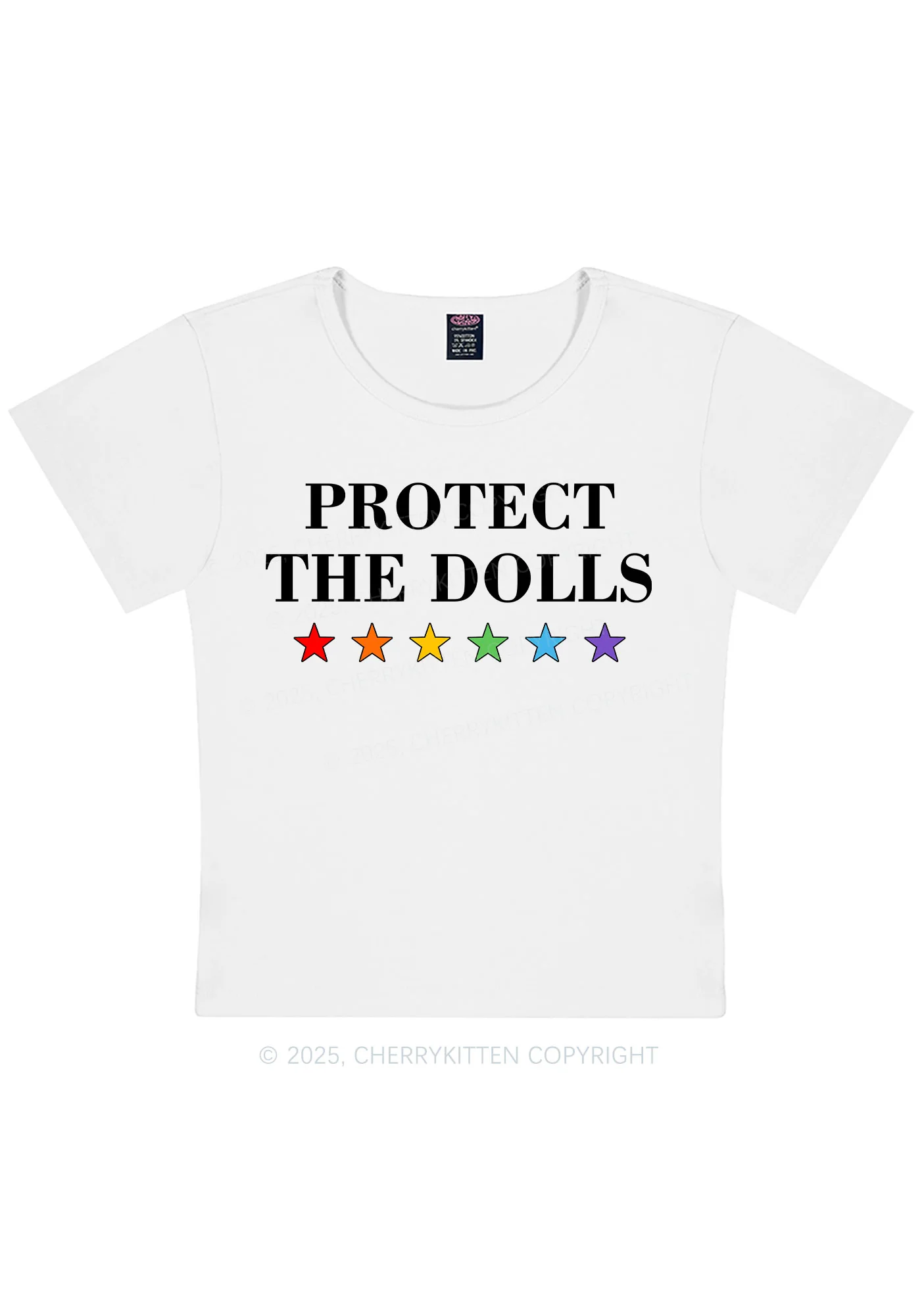 Protect The Dolls Pride Y2K Baby Tee Cherrykitten - Image 4