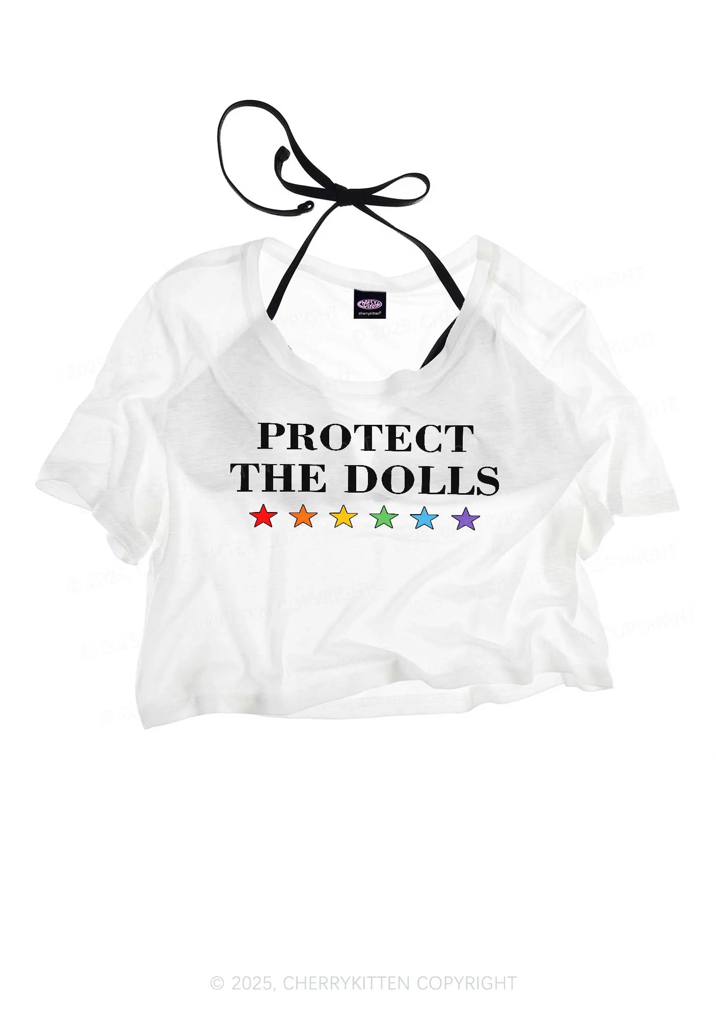Protect The Dolls Pride Y2K Sheer Crop Tee Cherrykitten - Image 3