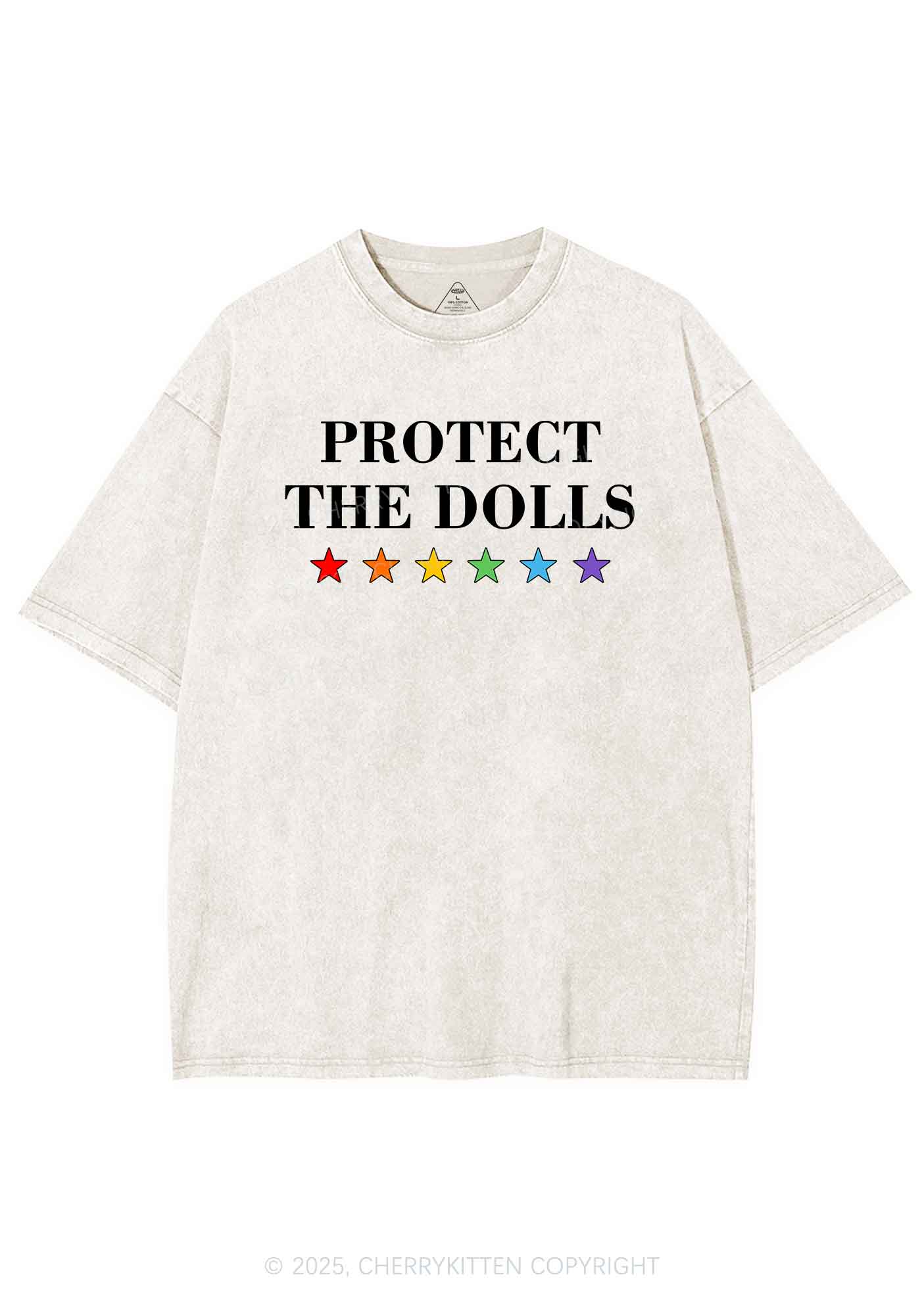 Protect The Dolls Pride Y2K Shirts Washed Tee Cherrykitten - Image 3
