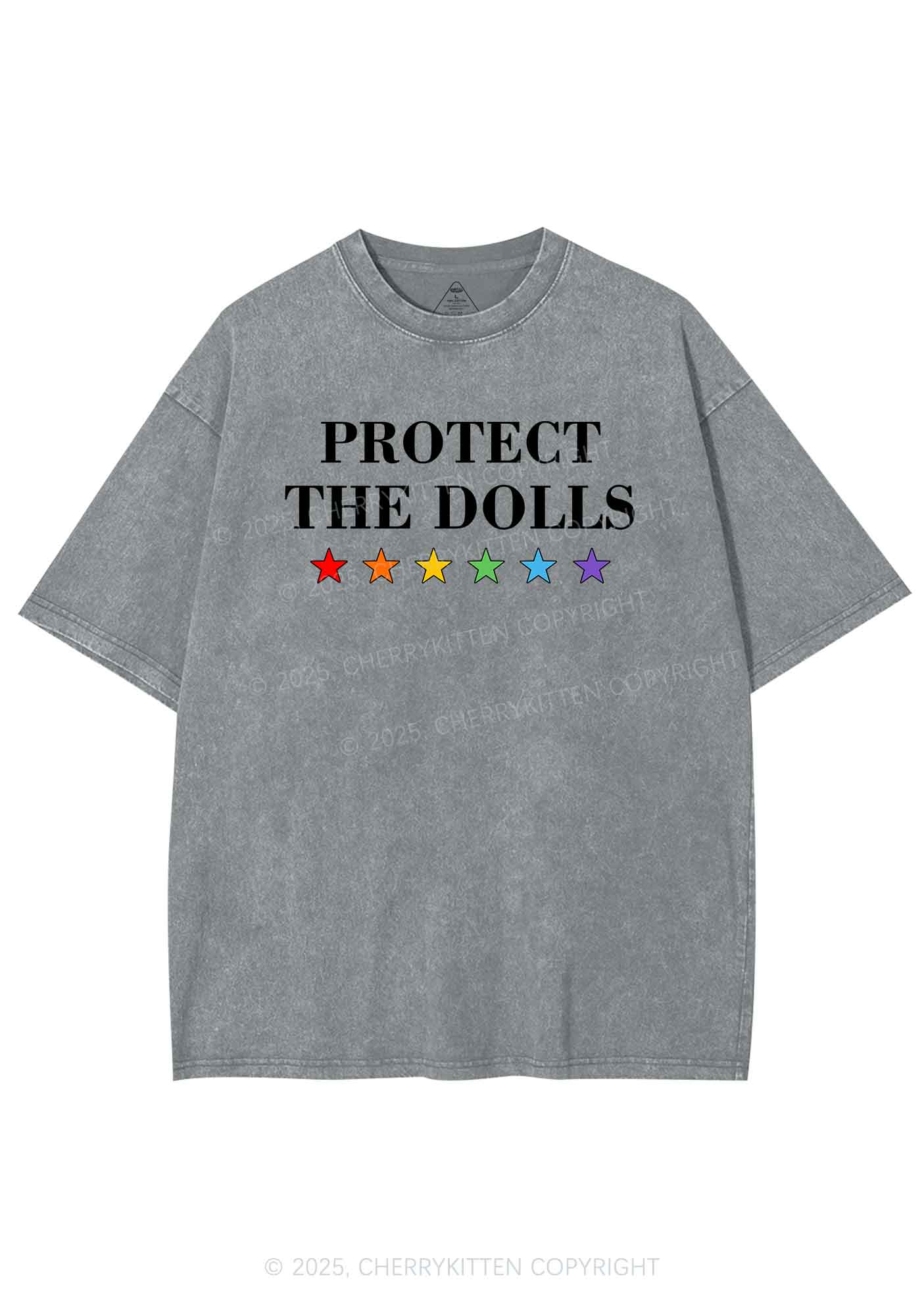 Protect The Dolls Pride Y2K Shirts Washed Tee Cherrykitten - Image 7