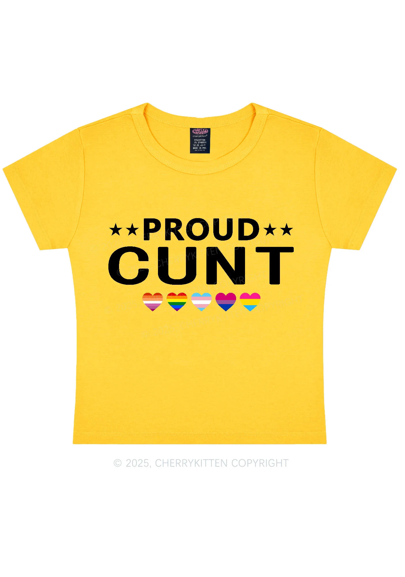 Proud Cxxt Pride Y2K Baby Tee Cherrykitten - Image 3