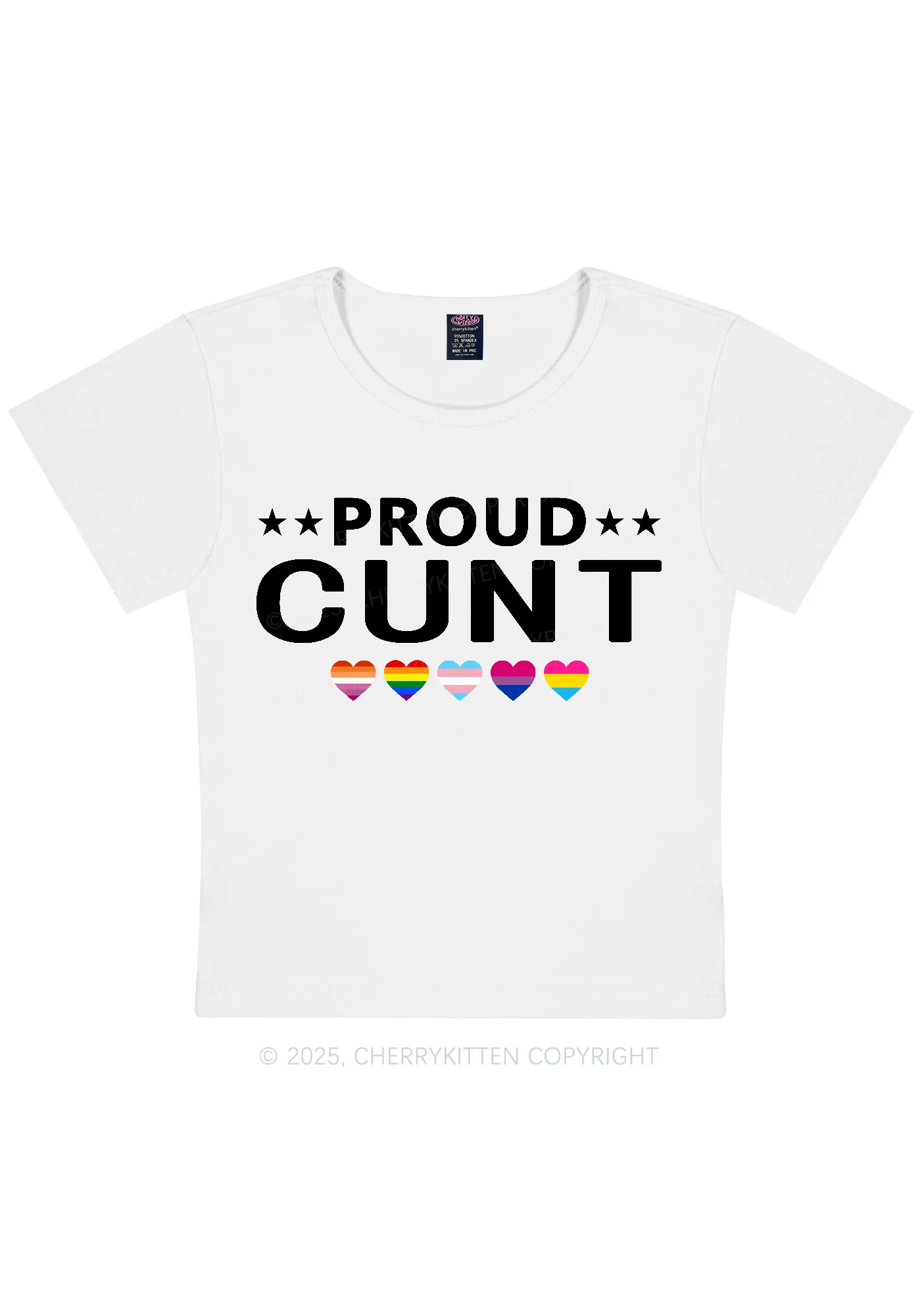 Proud Cxxt Pride Y2K Baby Tee Cherrykitten - Image 5