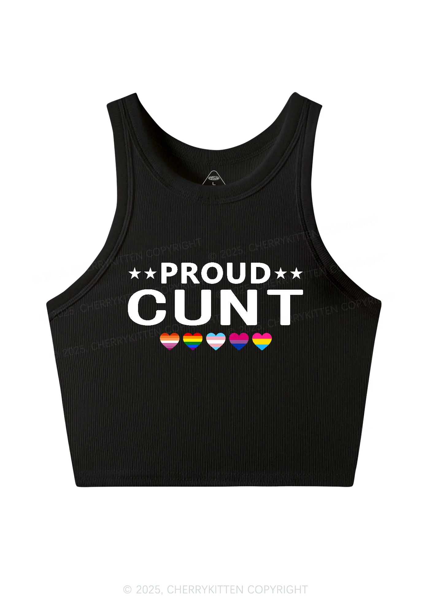 Proud Cxxt Pride Y2K Crop Tank Top Cherrykitten - Image 3