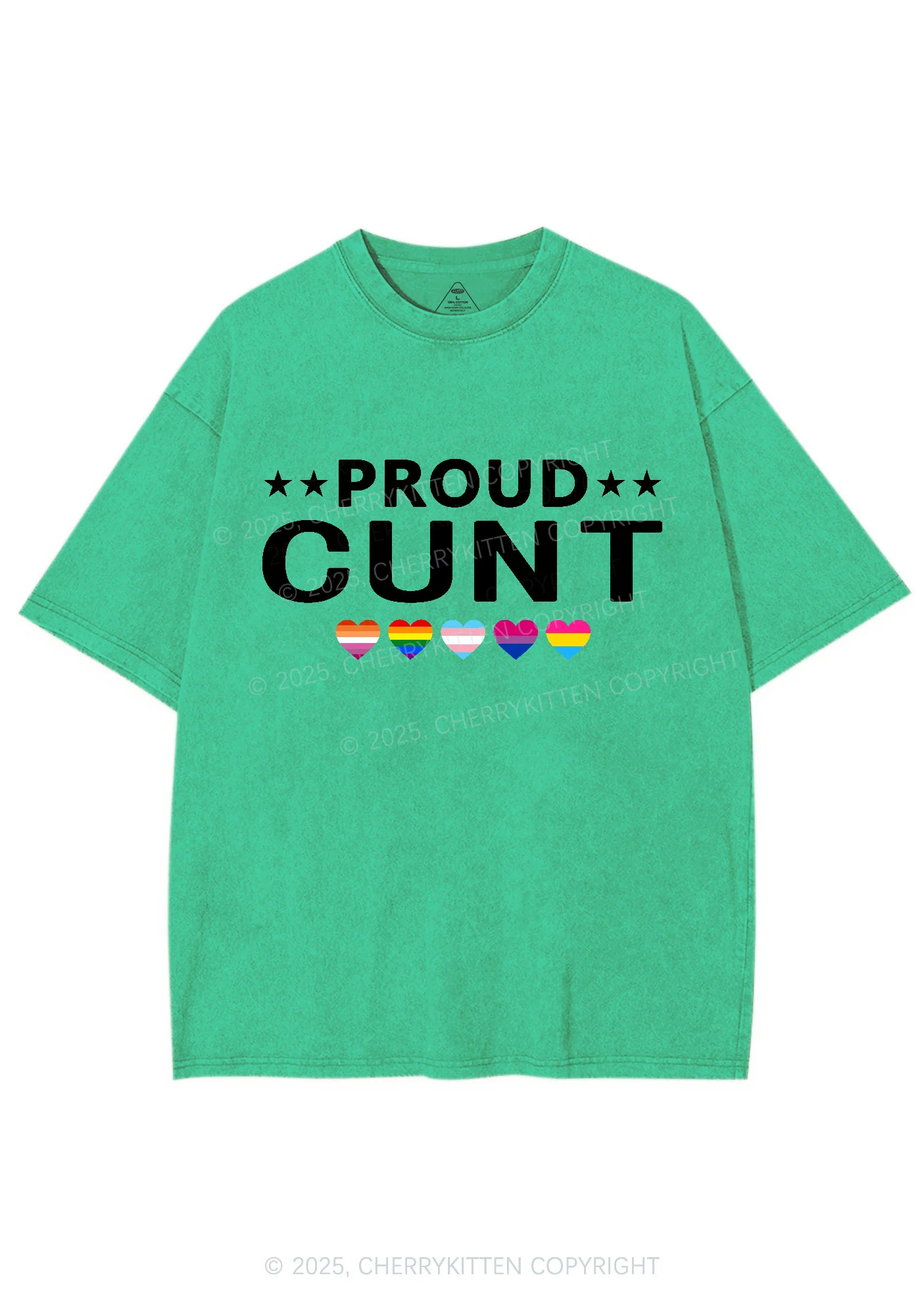 Proud Cxxt Pride Y2K Shirts Washed Tee Cherrykitten - Image 6