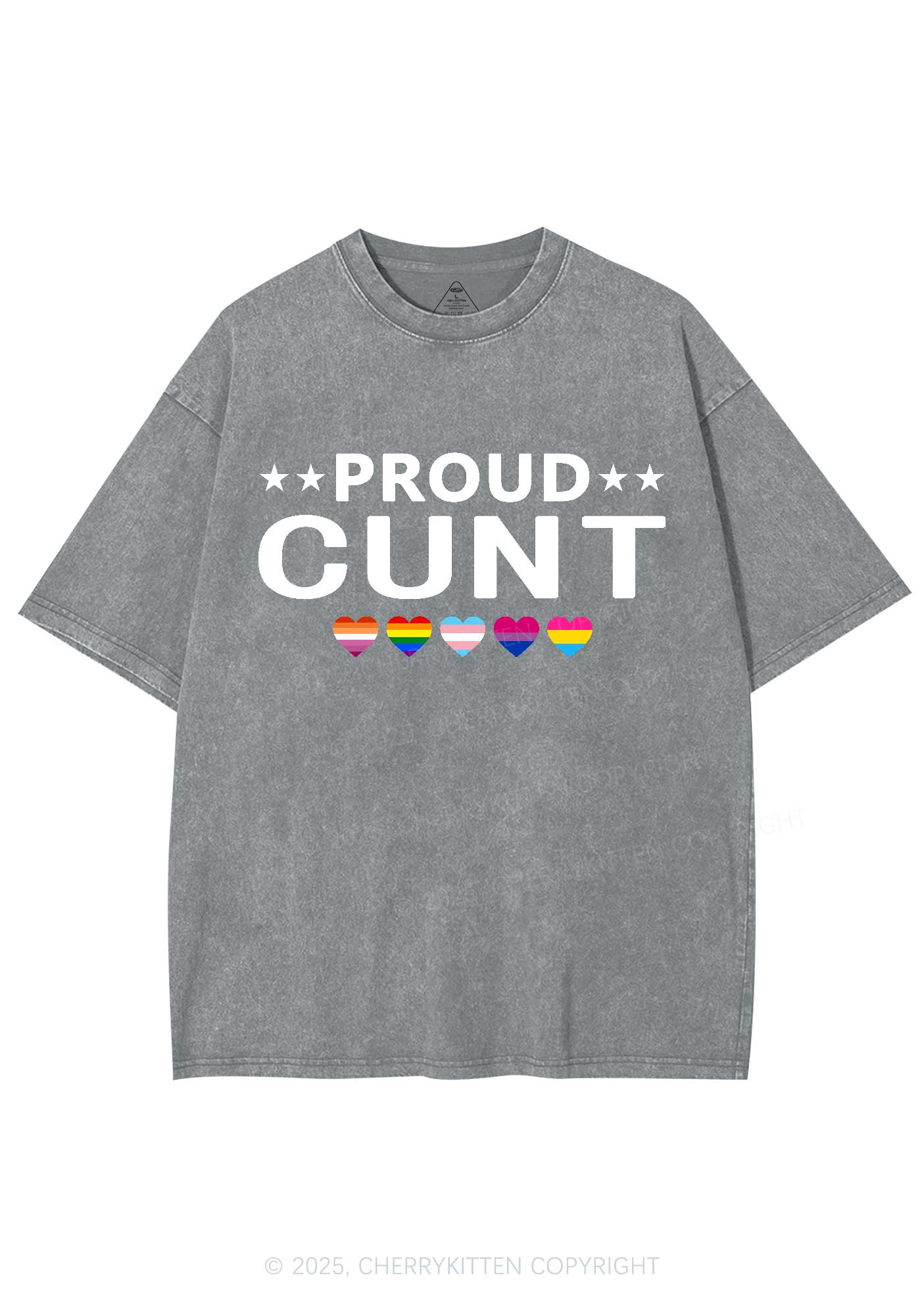 Proud Cxxt Pride Y2K Shirts Washed Tee Cherrykitten - Image 7