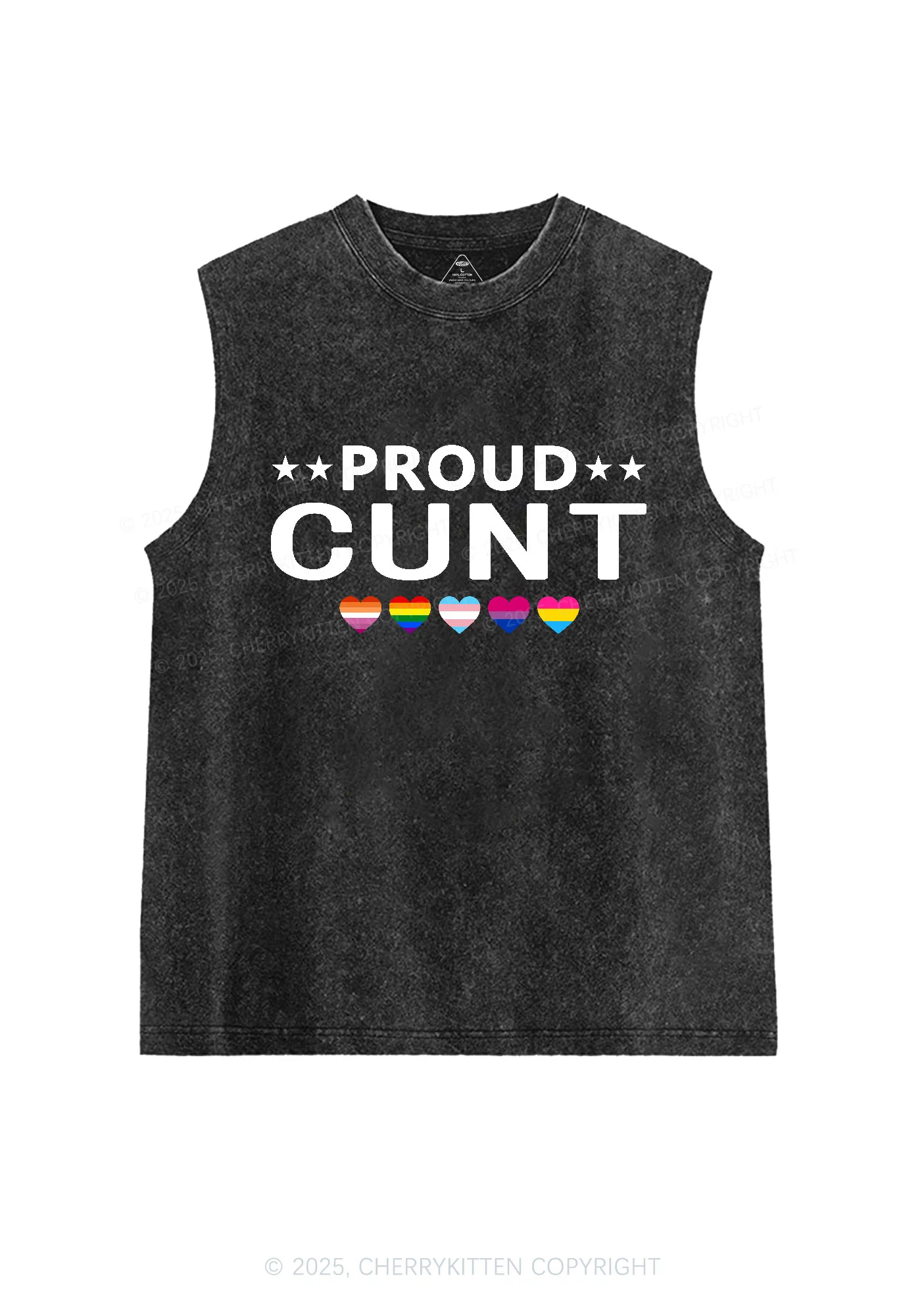 Proud Cxxt Pride Y2K Washed Muscle Tank Cherrykitten - Image 3