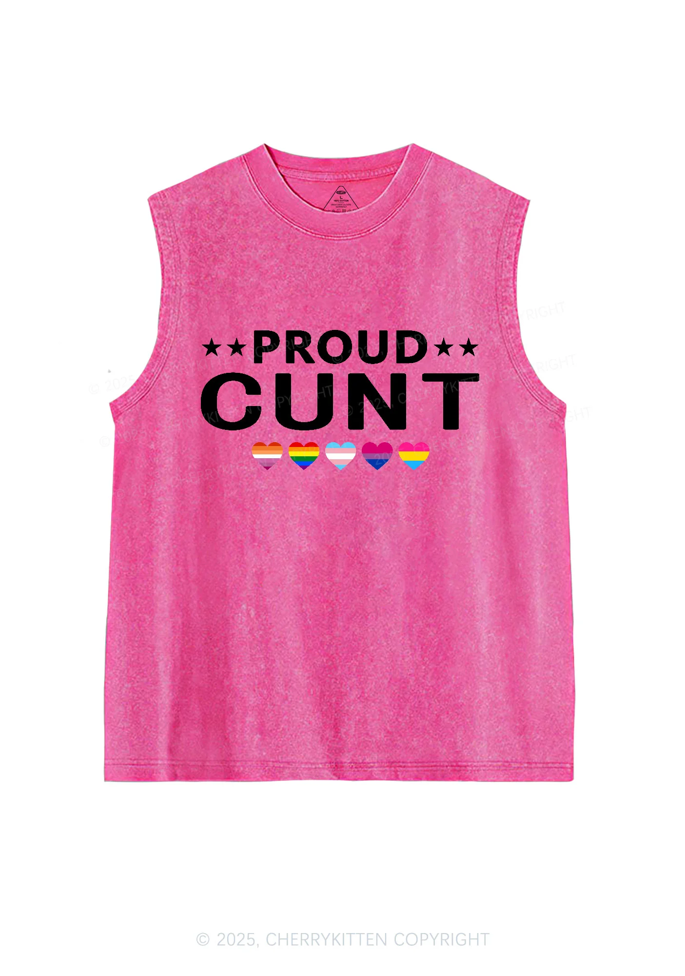 Proud Cxxt Pride Y2K Washed Muscle Tank Cherrykitten - Image 4