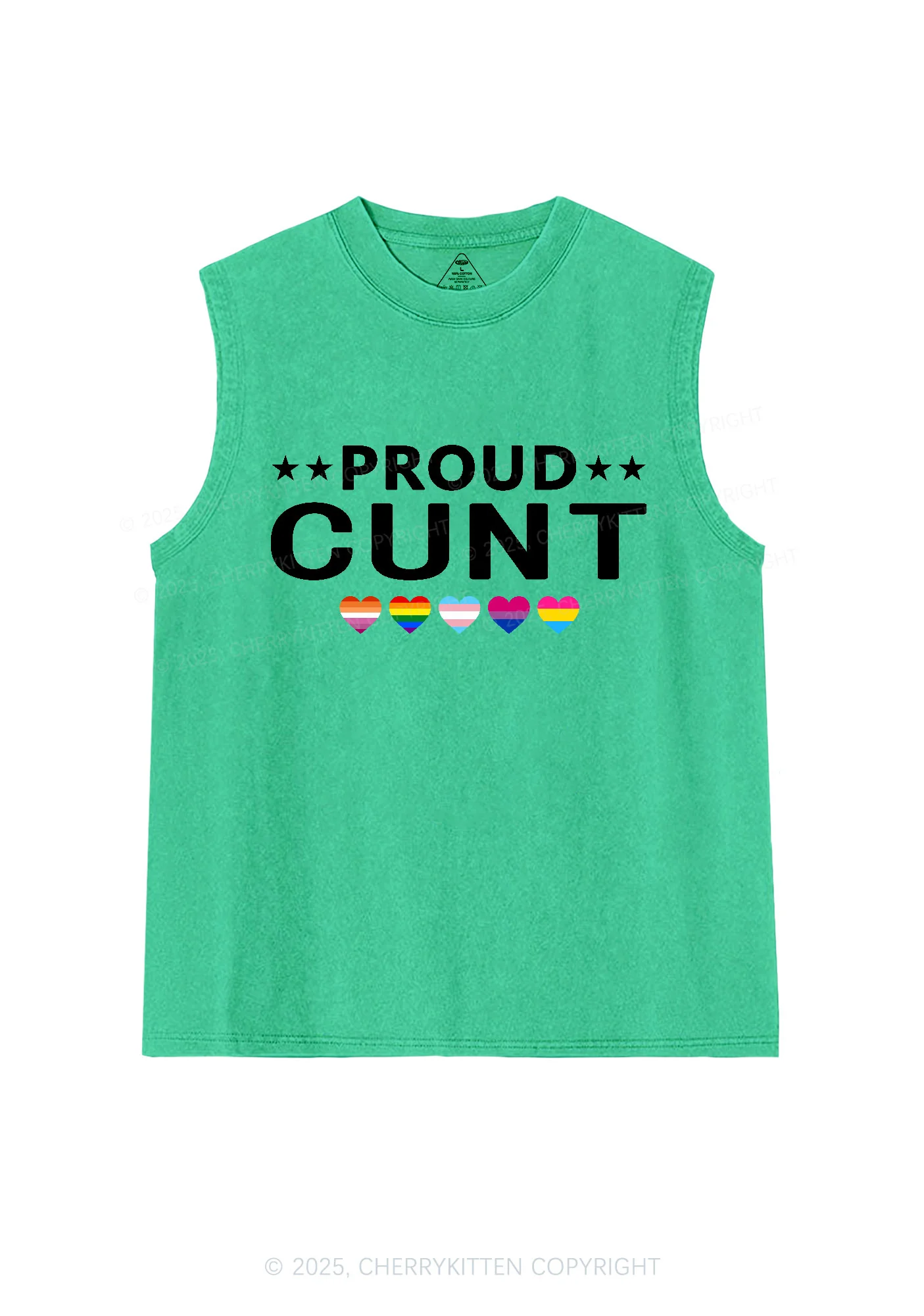 Proud Cxxt Pride Y2K Washed Muscle Tank Cherrykitten - Image 5
