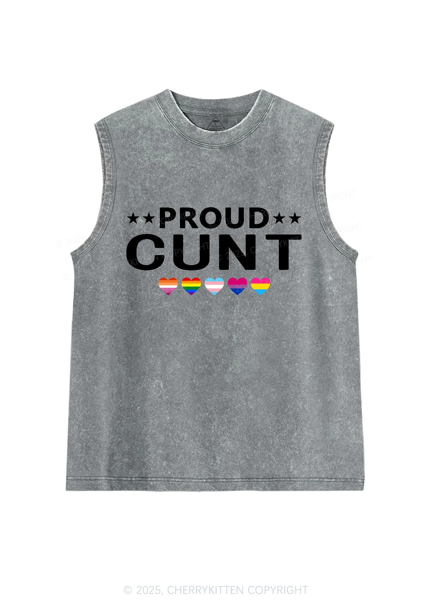 Proud Cxxt Pride Y2K Washed Muscle Tank Cherrykitten - Image 6