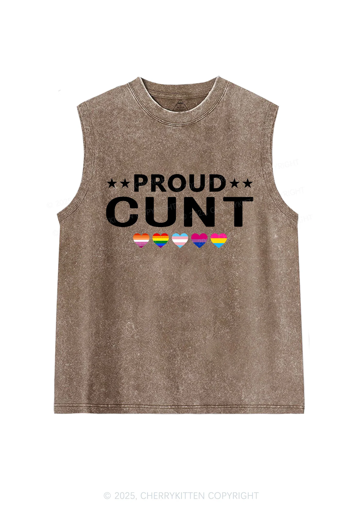 Proud Cxxt Pride Y2K Washed Muscle Tank Cherrykitten - Image 7