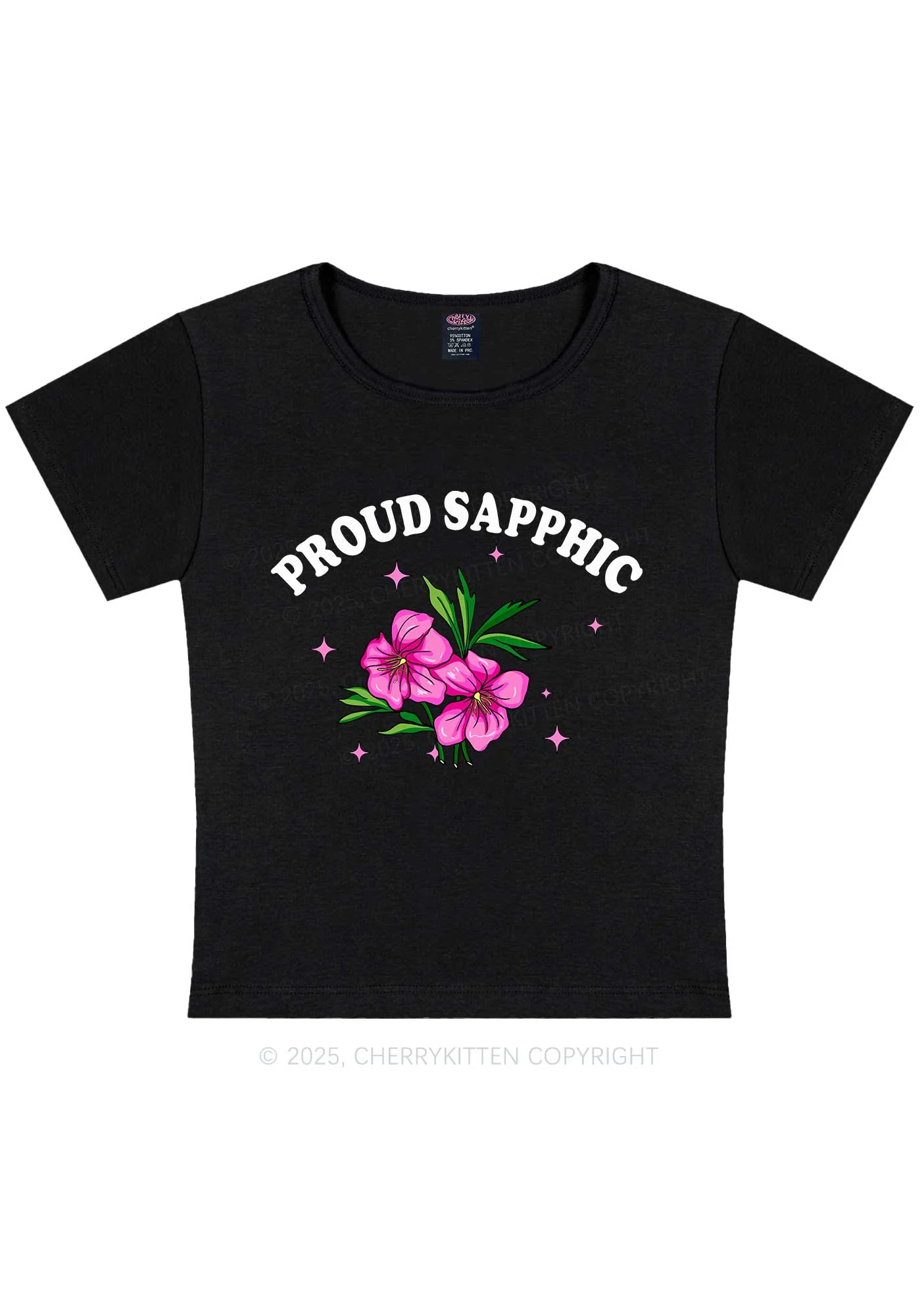 Proud Sapphic Y2K Baby Tee Cherrykitten - Image 4
