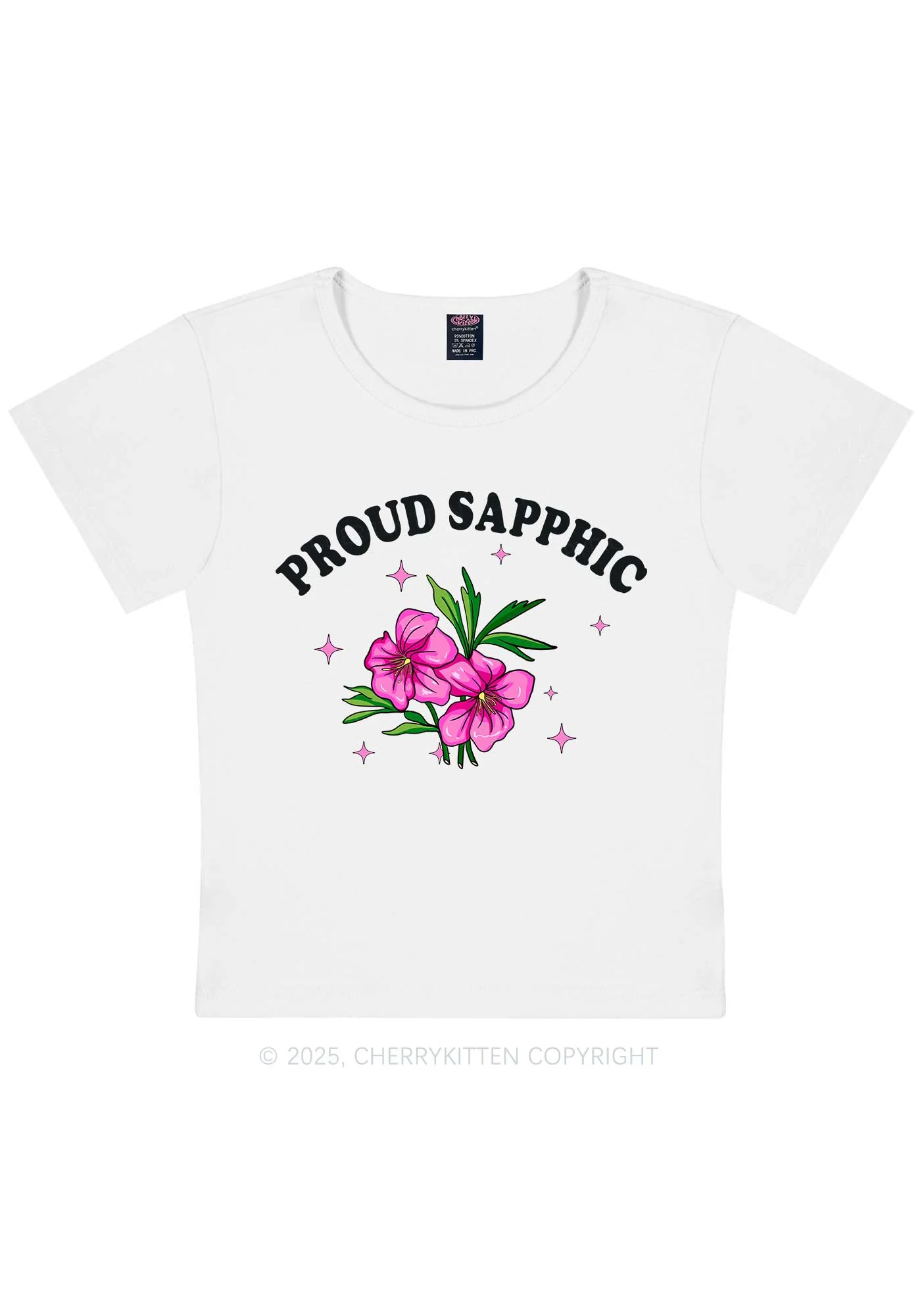 Proud Sapphic Y2K Baby Tee Cherrykitten - Image 5