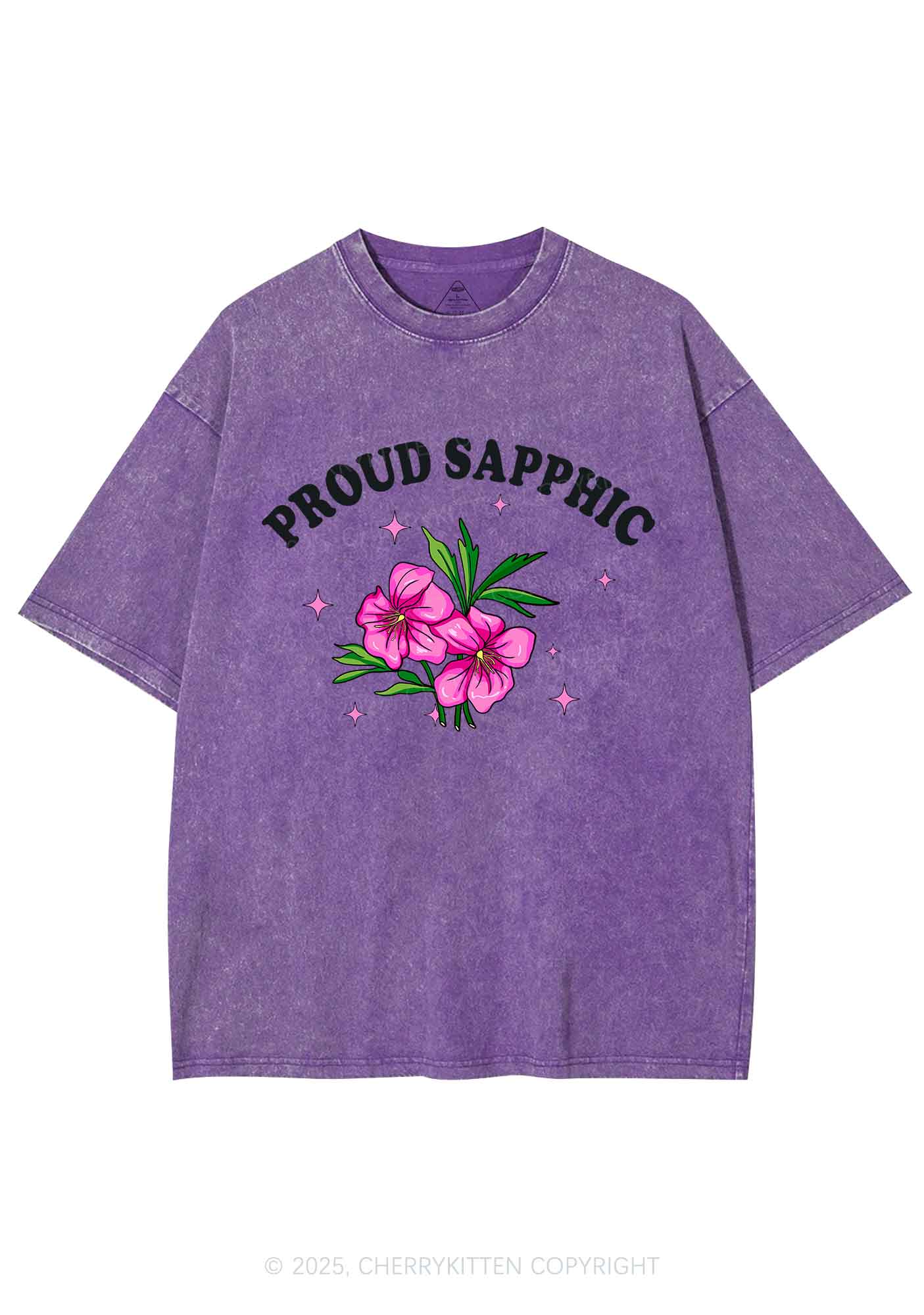 Proud Sapphic Y2K Shirts Washed Tee Cherrykitten - Image 5