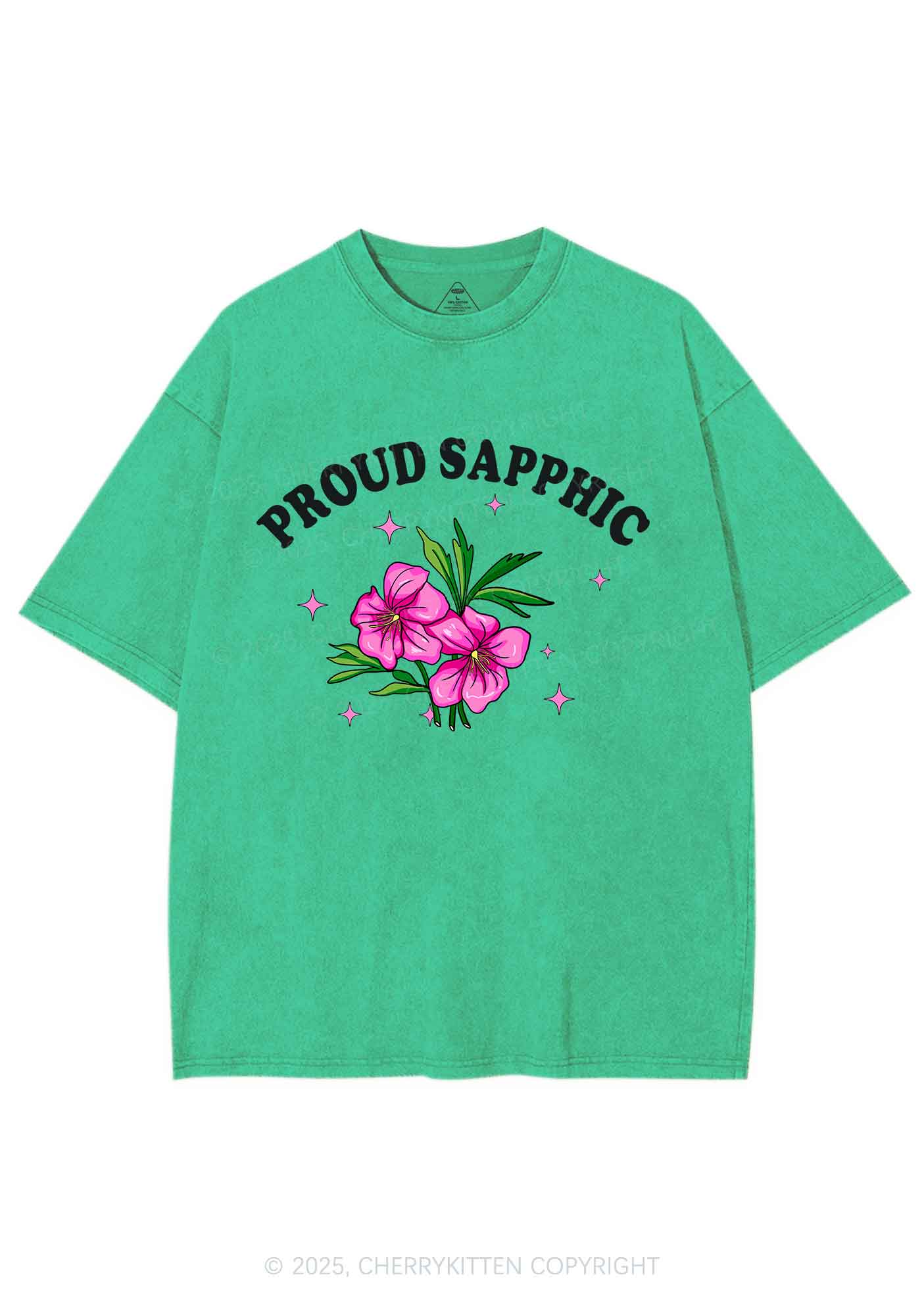 Proud Sapphic Y2K Shirts Washed Tee Cherrykitten - Image 8
