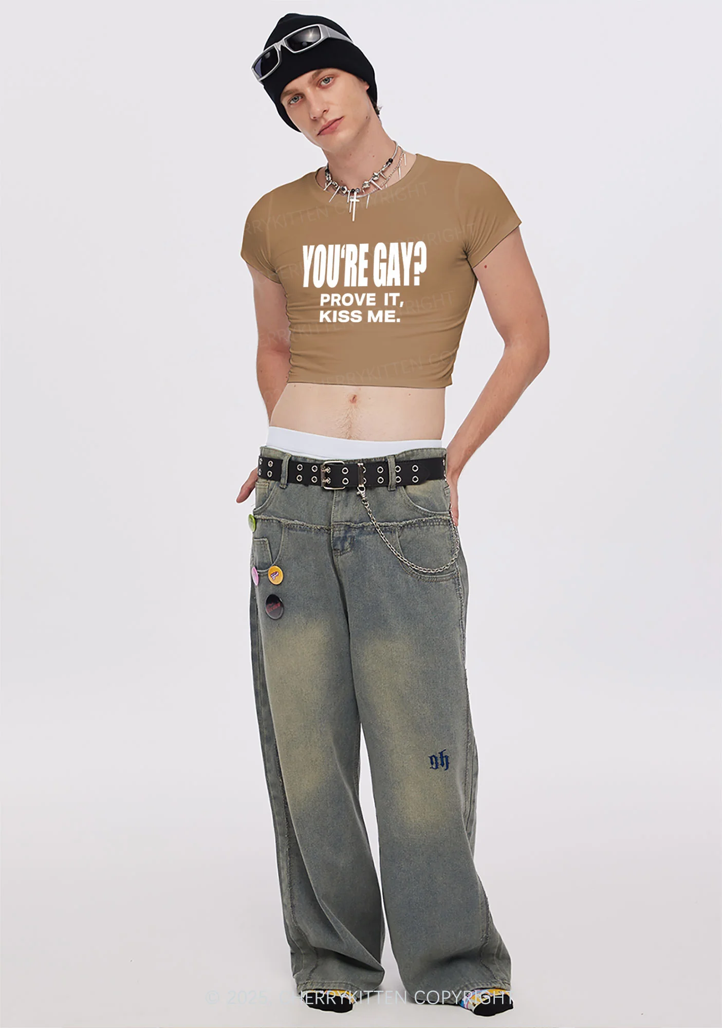 Prove It kiss Me Pride Y2K Baby Tee Cherrykitten - Image 2