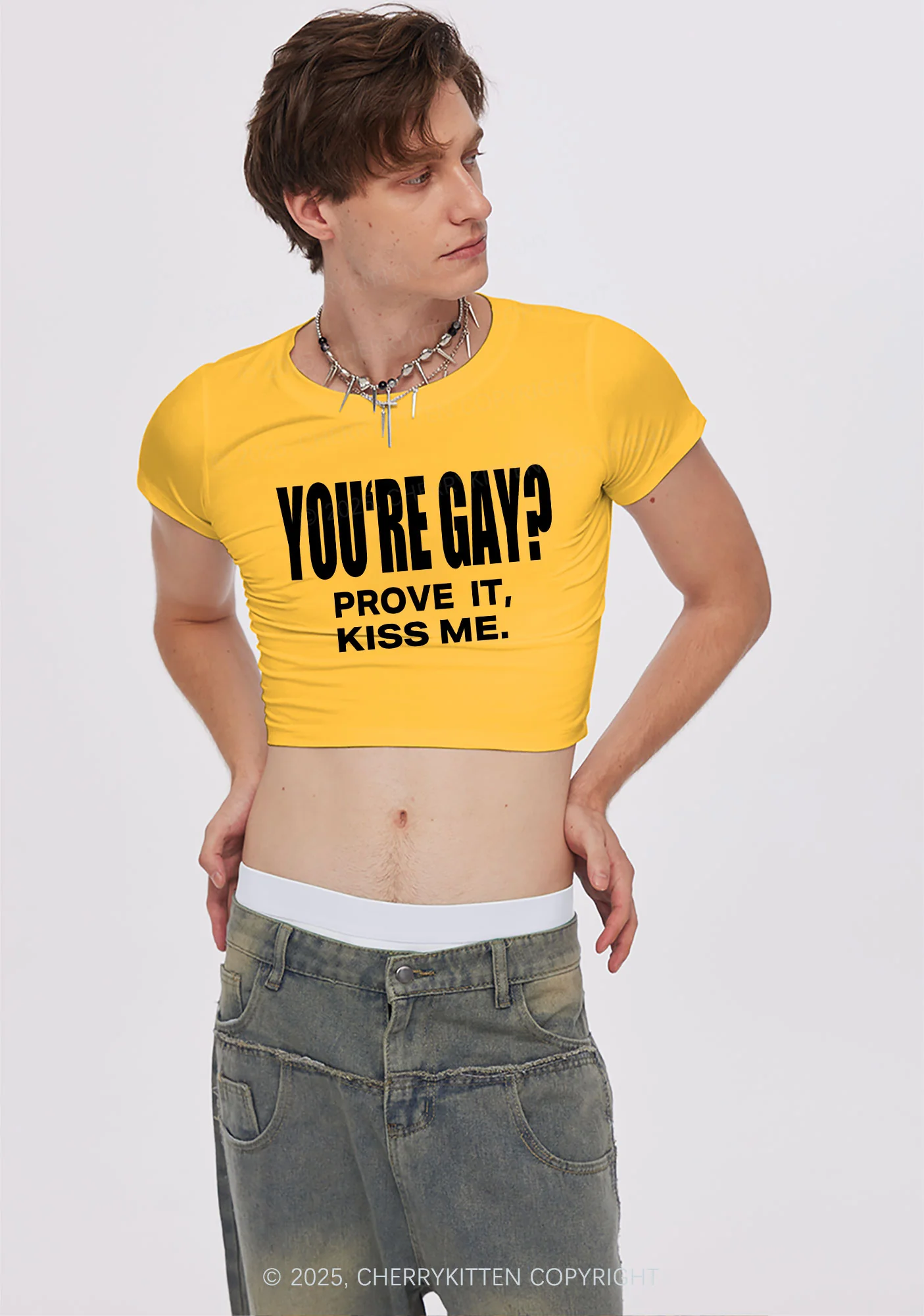 Prove It kiss Me Pride Y2K Baby Tee Cherrykitten - Image 3