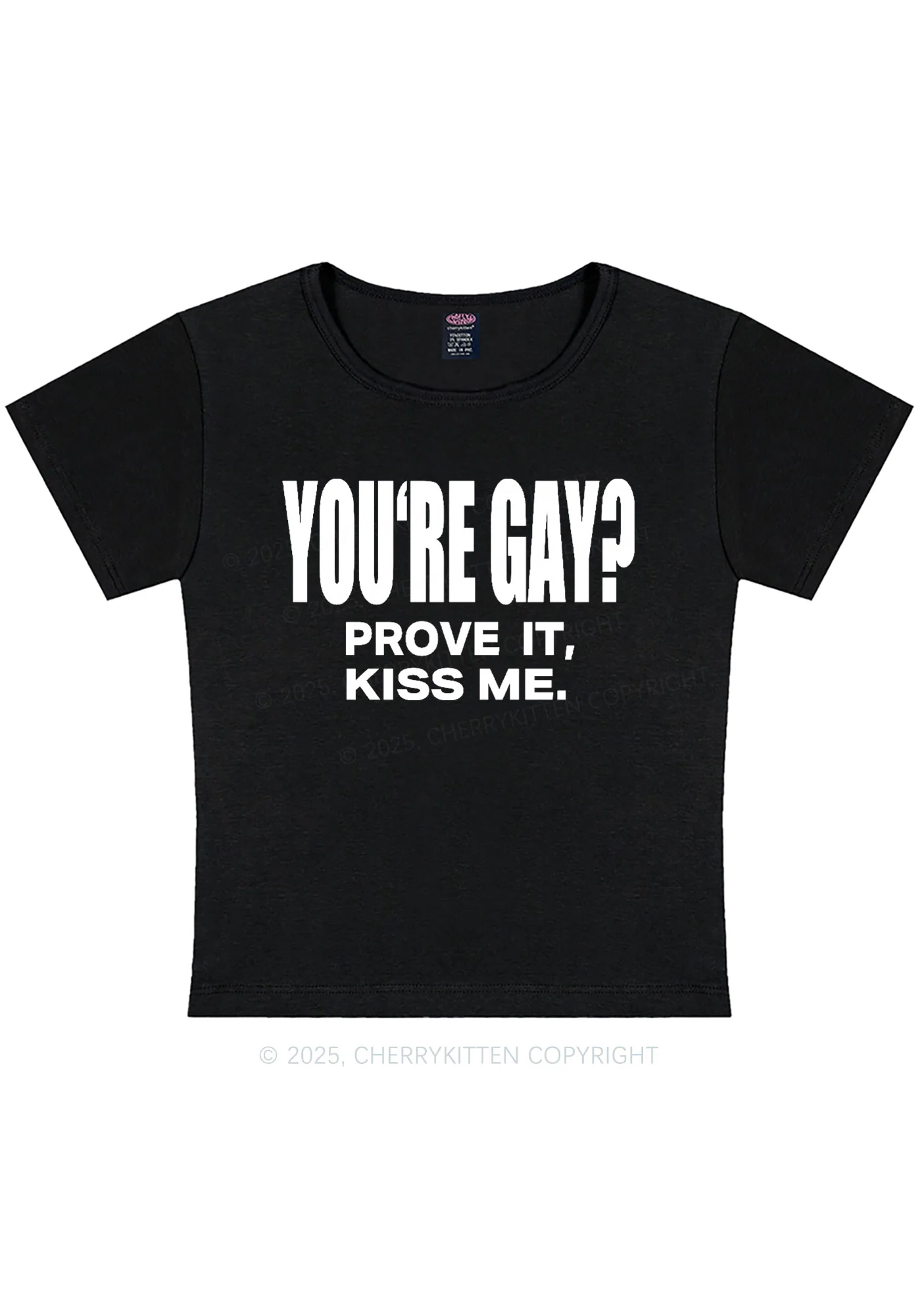 Prove It kiss Me Pride Y2K Baby Tee Cherrykitten - Image 4