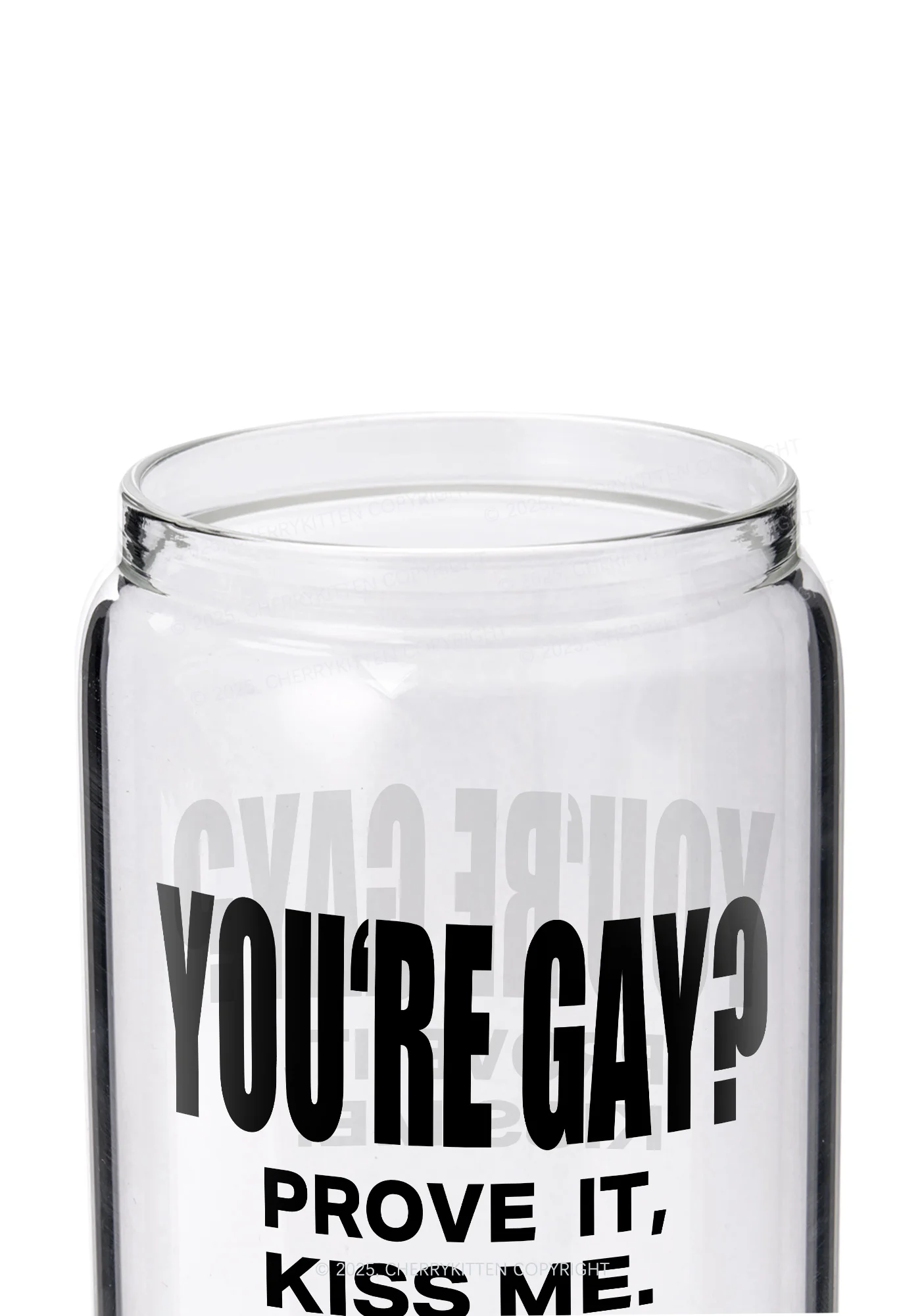Prove It kiss Me Pride Y2K Printed Glass Cup Cherrykitten - Image 2