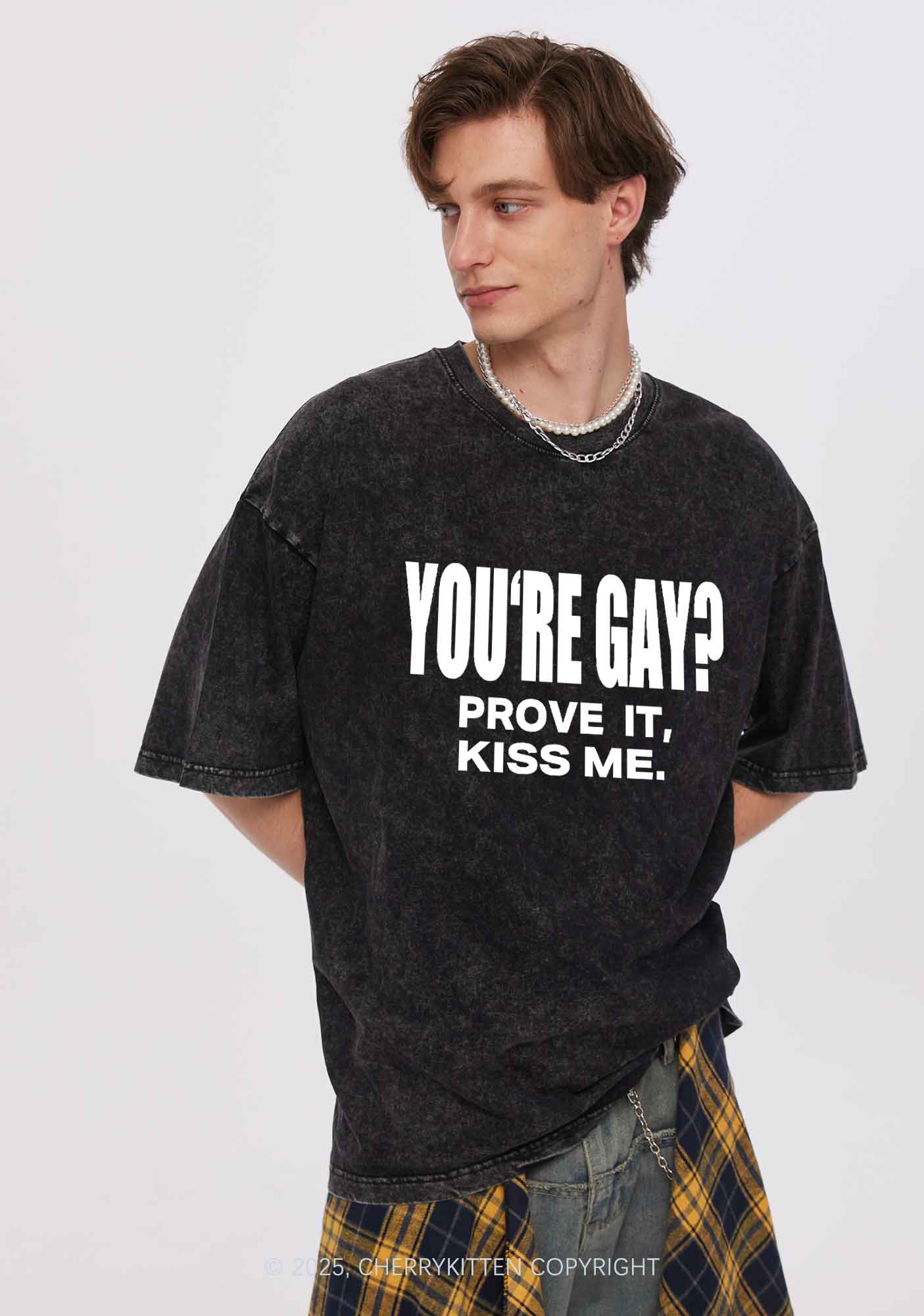 Prove It kiss Me Pride Y2K Shirts Washed Tee Cherrykitten - Image 2