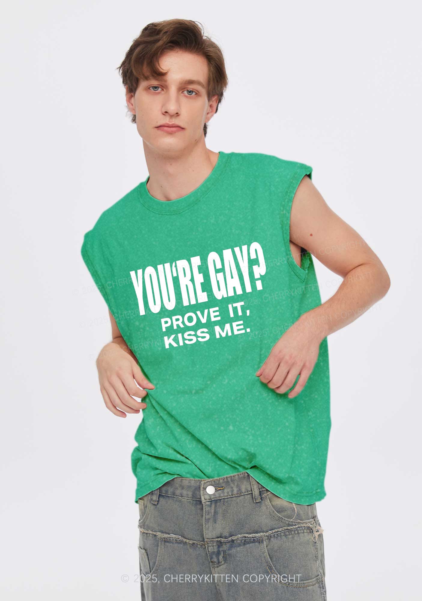 Prove It kiss Me Pride Y2K Washed Muscle Tank Cherrykitten - Image 2