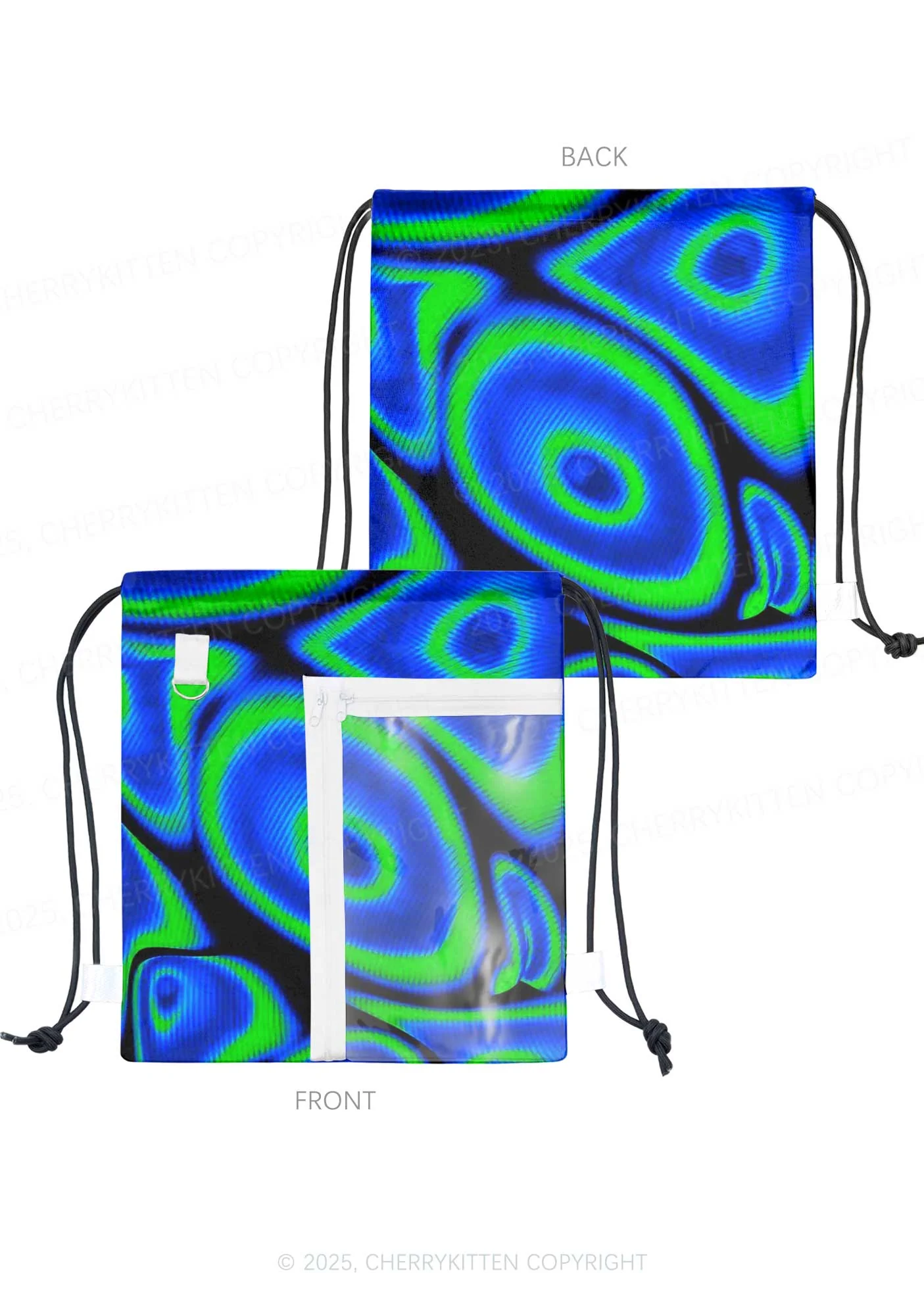 Psychedelic Aperture Y2K Drawstring Itabag Backpack Cherrykitten - Image 2