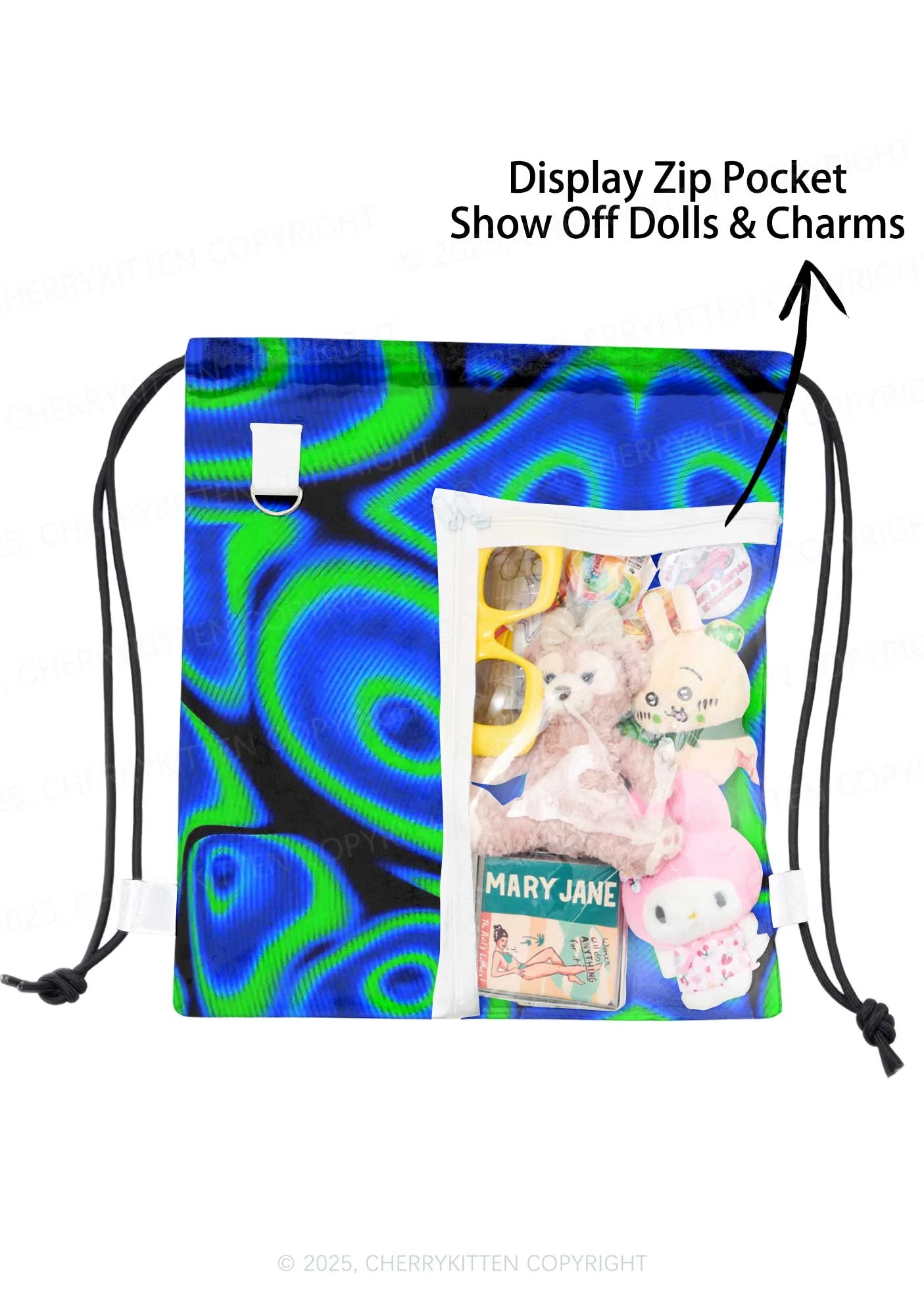 Psychedelic Aperture Y2K Drawstring Itabag Backpack Cherrykitten - Image 3