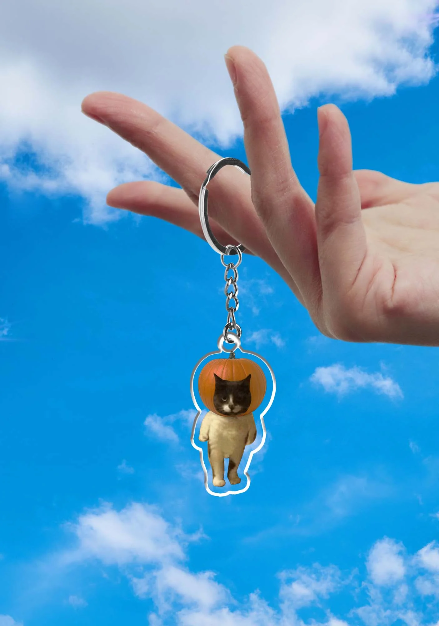 Pumpkin Head Cat Halloween 1Pc Y2K Keychain Cherrykitten - Image 2