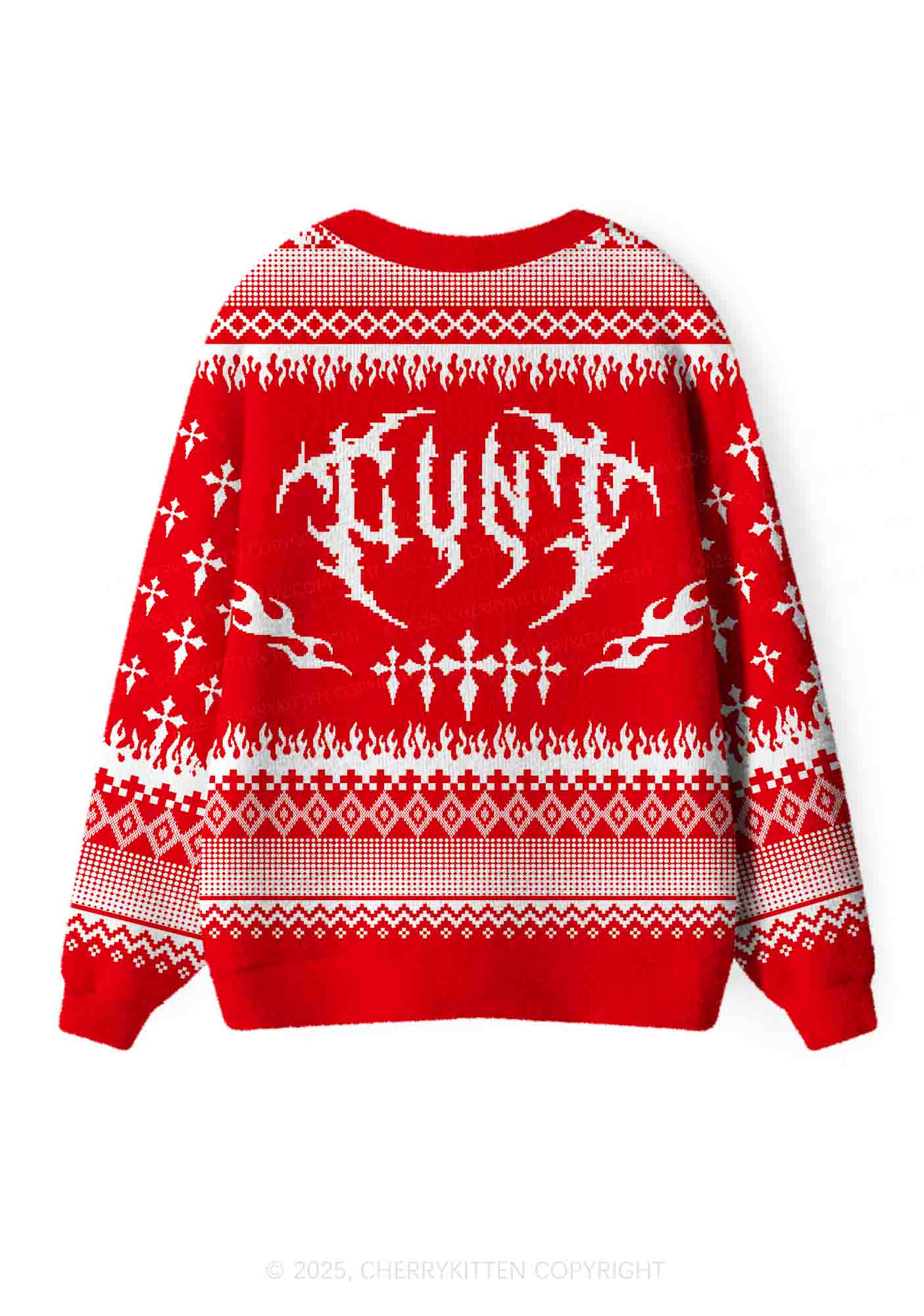 Punk Cxxt Y2K Christmas Cardigan Knit Sweatshirt Cherrykitten - Image 3
