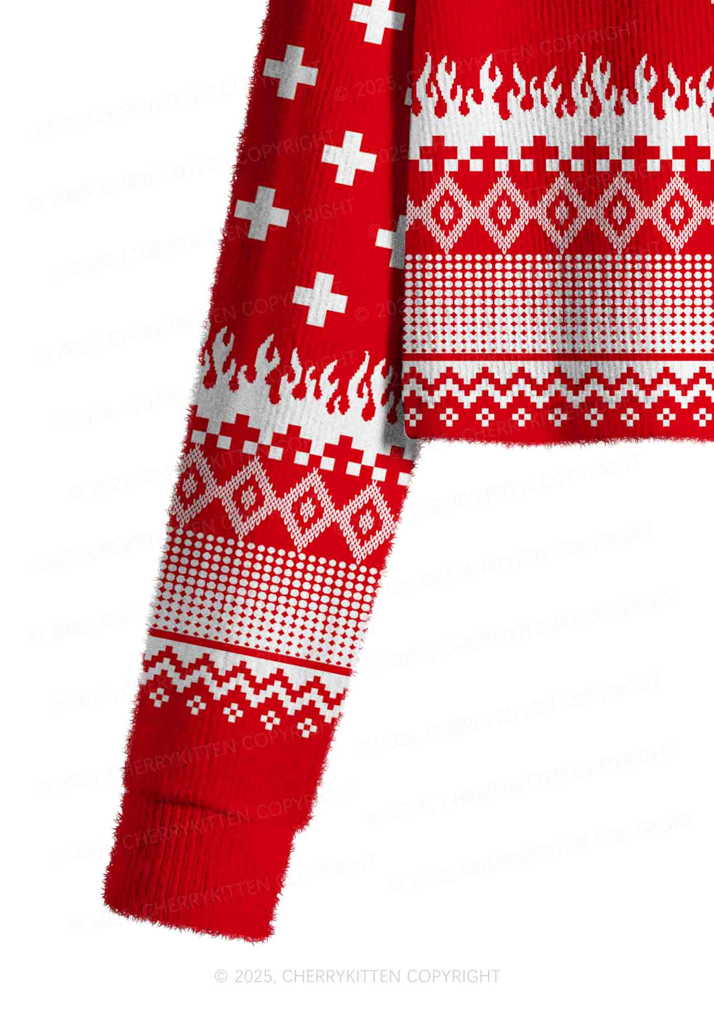 Punk Cxxt Y2K Christmas Crop Knit Sweatshirt Cherrykitten - Image 5