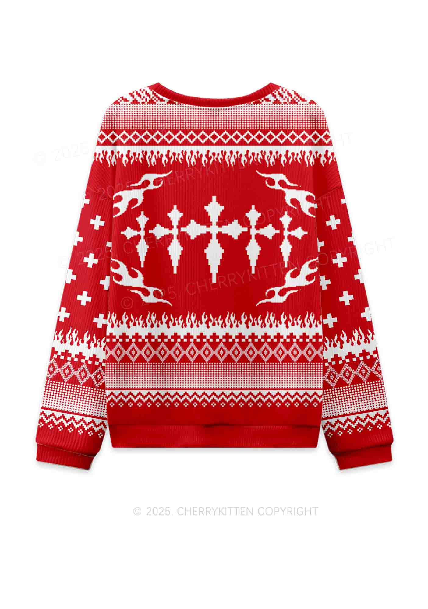 Punk Cxxt Y2K Christmas Knit Sweatshirt Cherrykitten - Image 2