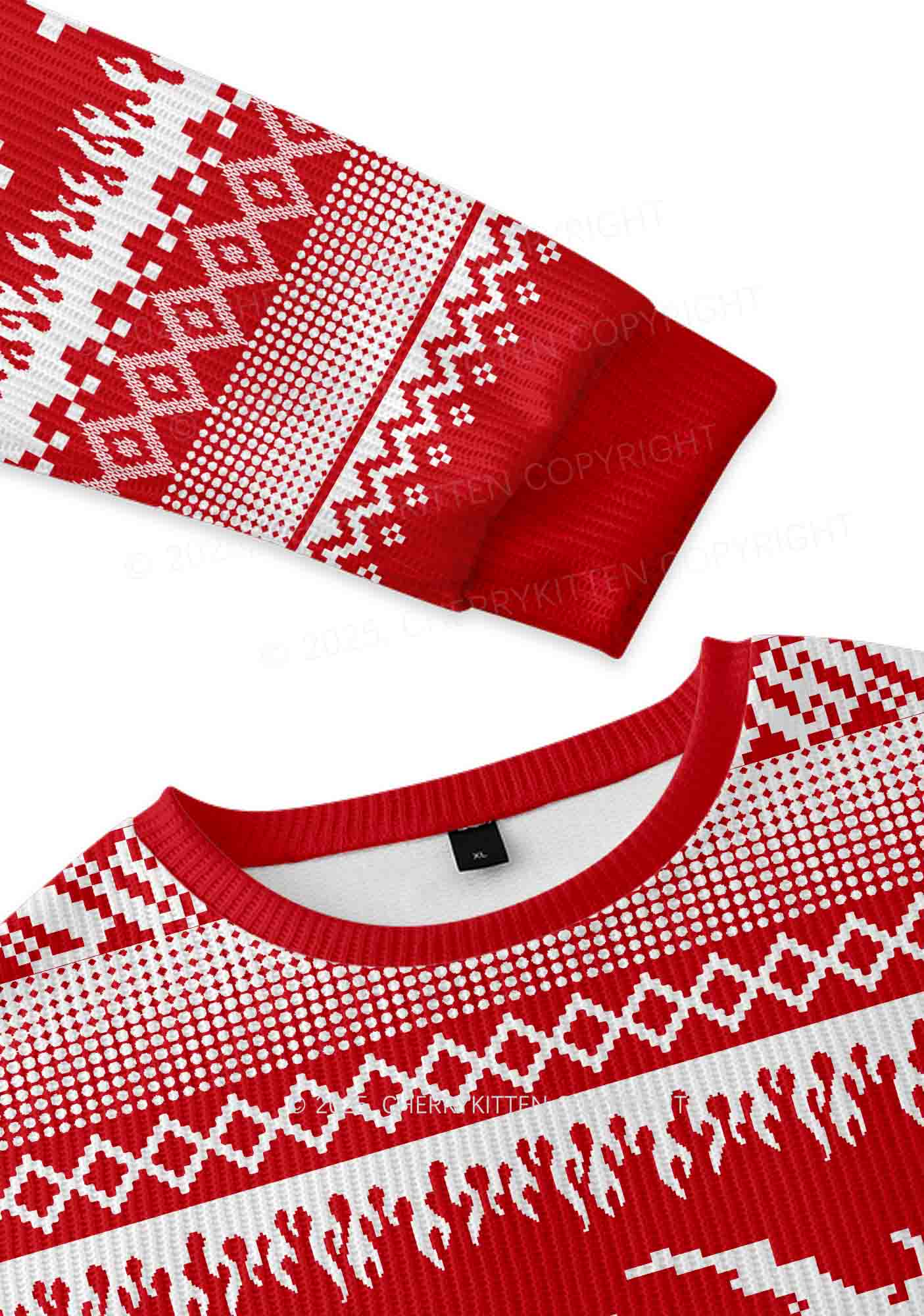 Punk Cxxt Y2K Christmas Knit Sweatshirt Cherrykitten - Image 3