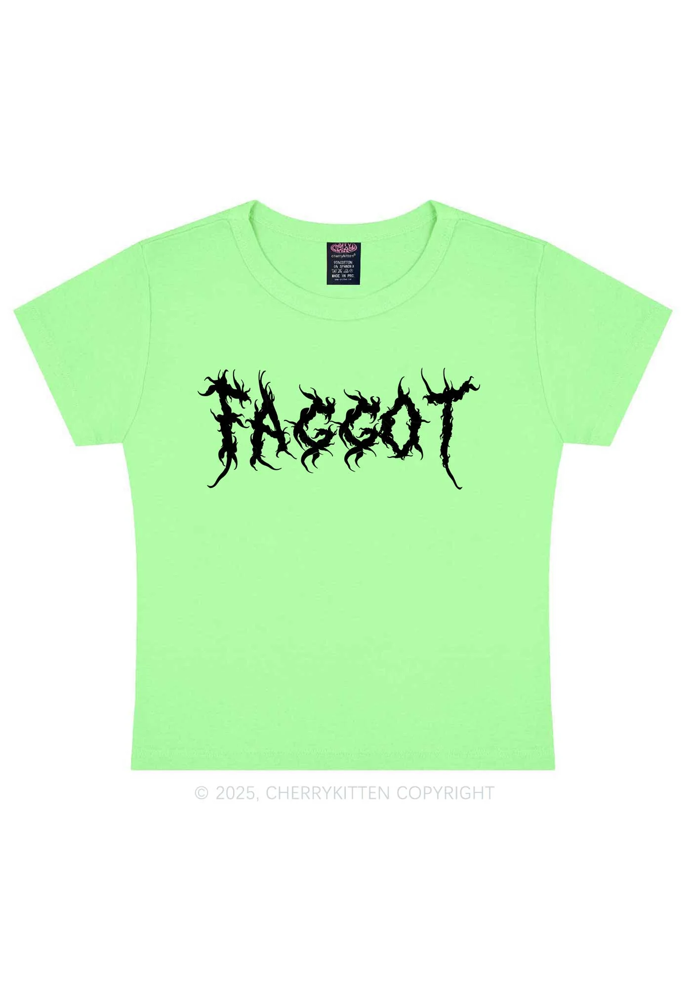 Punk Faggot Pride Y2K Baby Tee Cherrykitten - Image 12