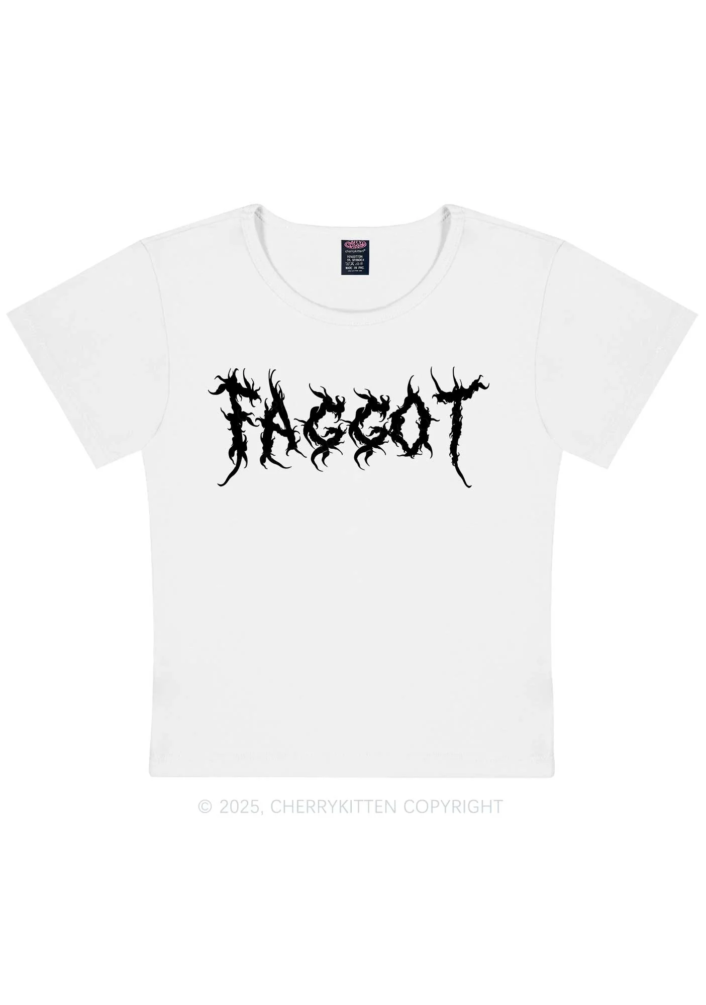 Punk Faggot Pride Y2K Baby Tee Cherrykitten - Image 4