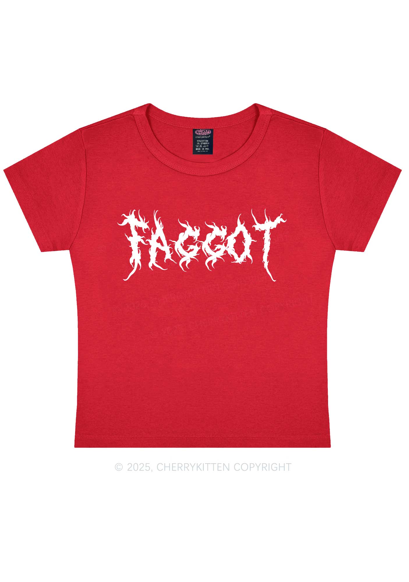 Punk Faggot Pride Y2K Baby Tee Cherrykitten - Image 6