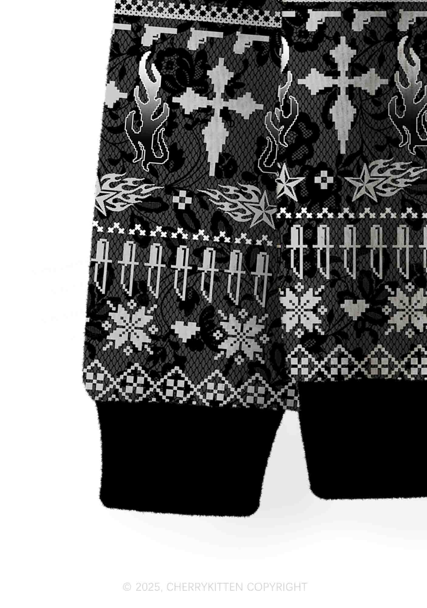 Punk Faggot Pride Y2K Christmas Cardigan Knit Sweatshirt Cherrykitten - Image 4