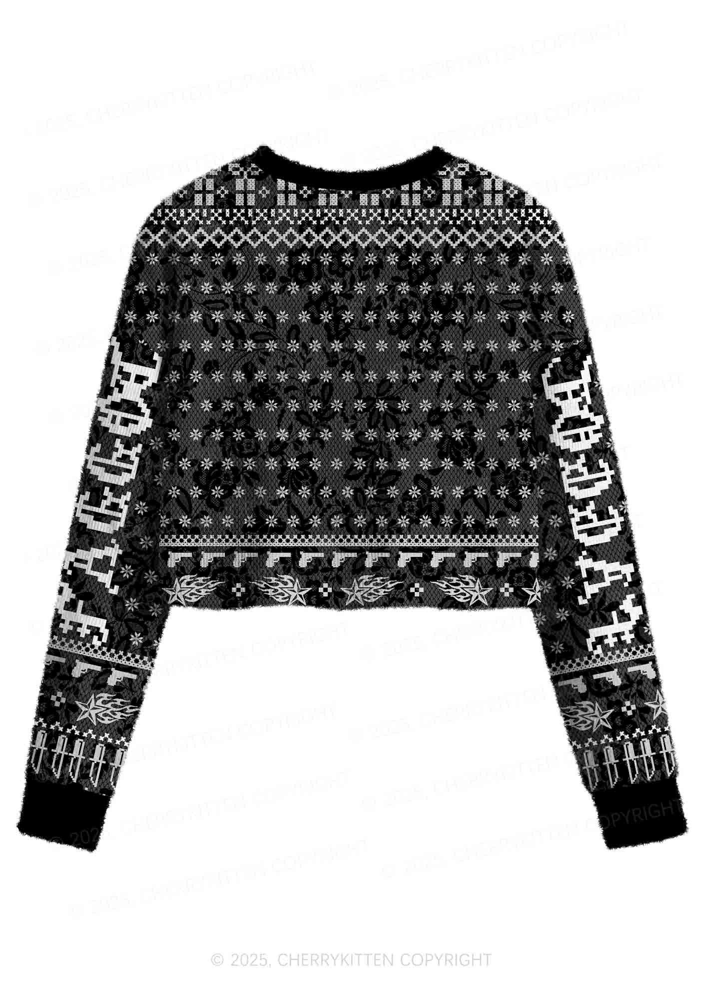 Punk Faggot Pride Y2K Christmas Crop Knit Sweatshirt Cherrykitten - Image 2