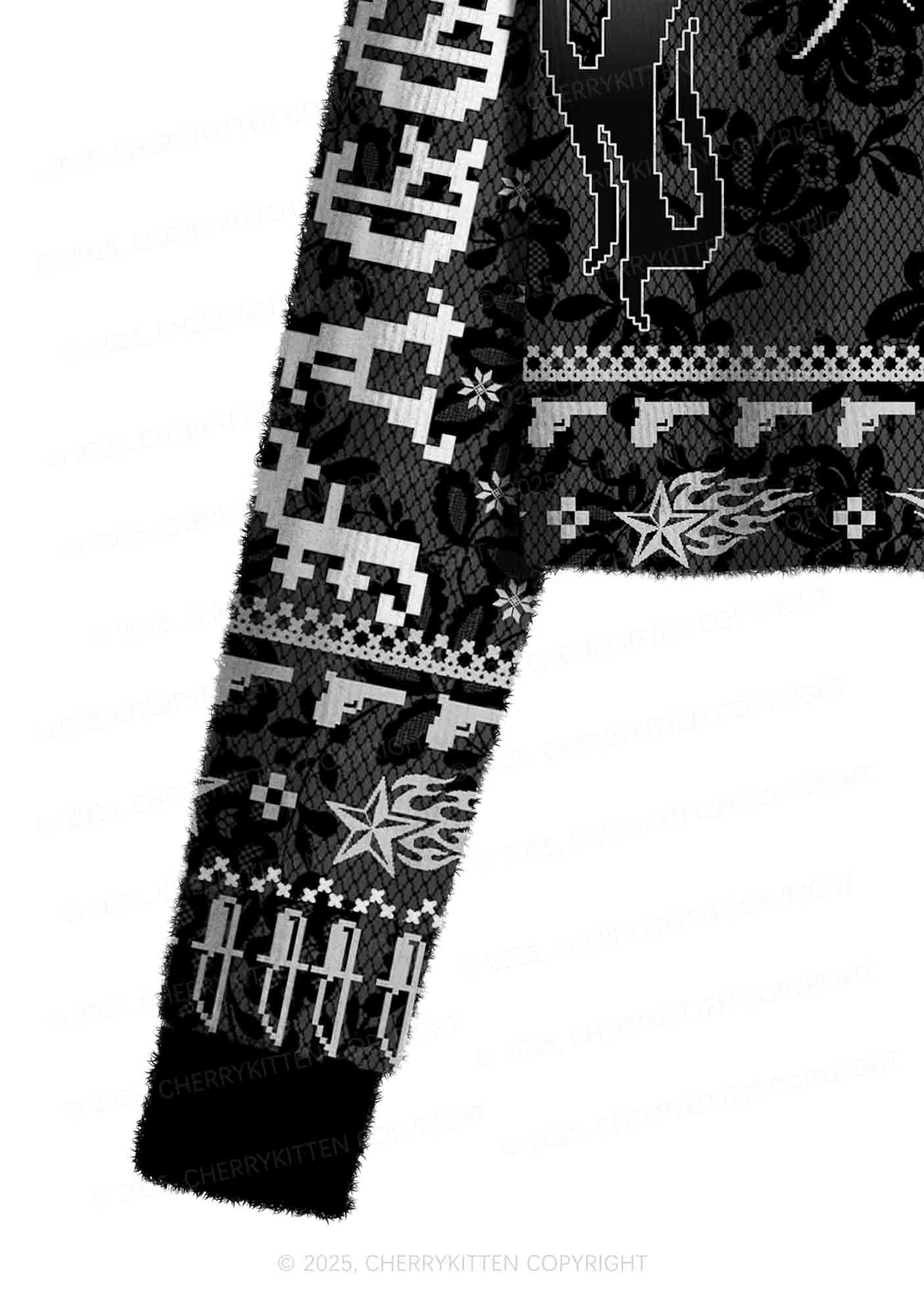 Punk Faggot Pride Y2K Christmas Crop Knit Sweatshirt Cherrykitten - Image 5