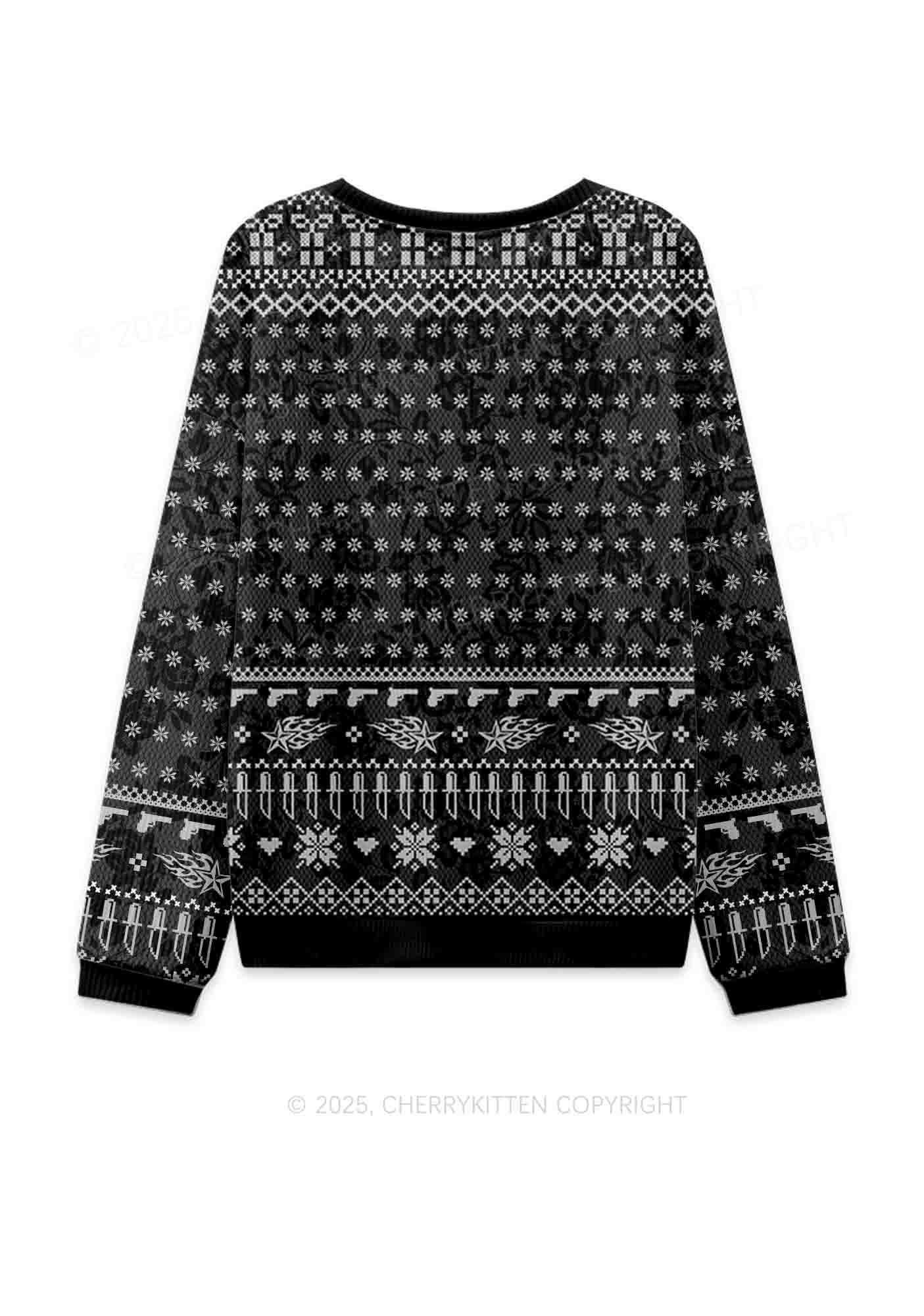 Punk Faggot Pride Y2K Christmas Knit Sweatshirt Cherrykitten - Image 2