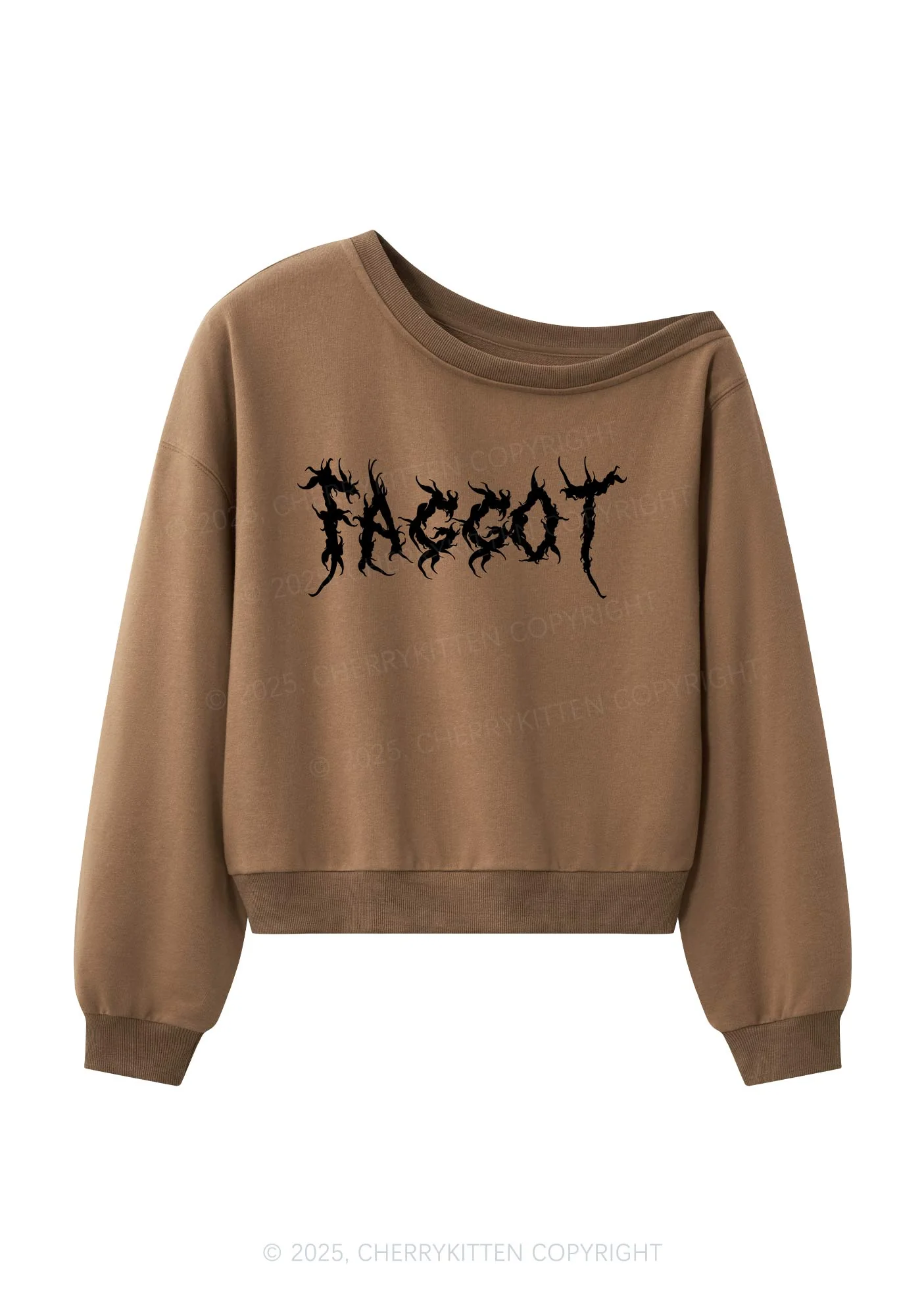 Punk Faggot Pride Y2K Off Shoulder Sweatshirts Cherrykitten - Image 3